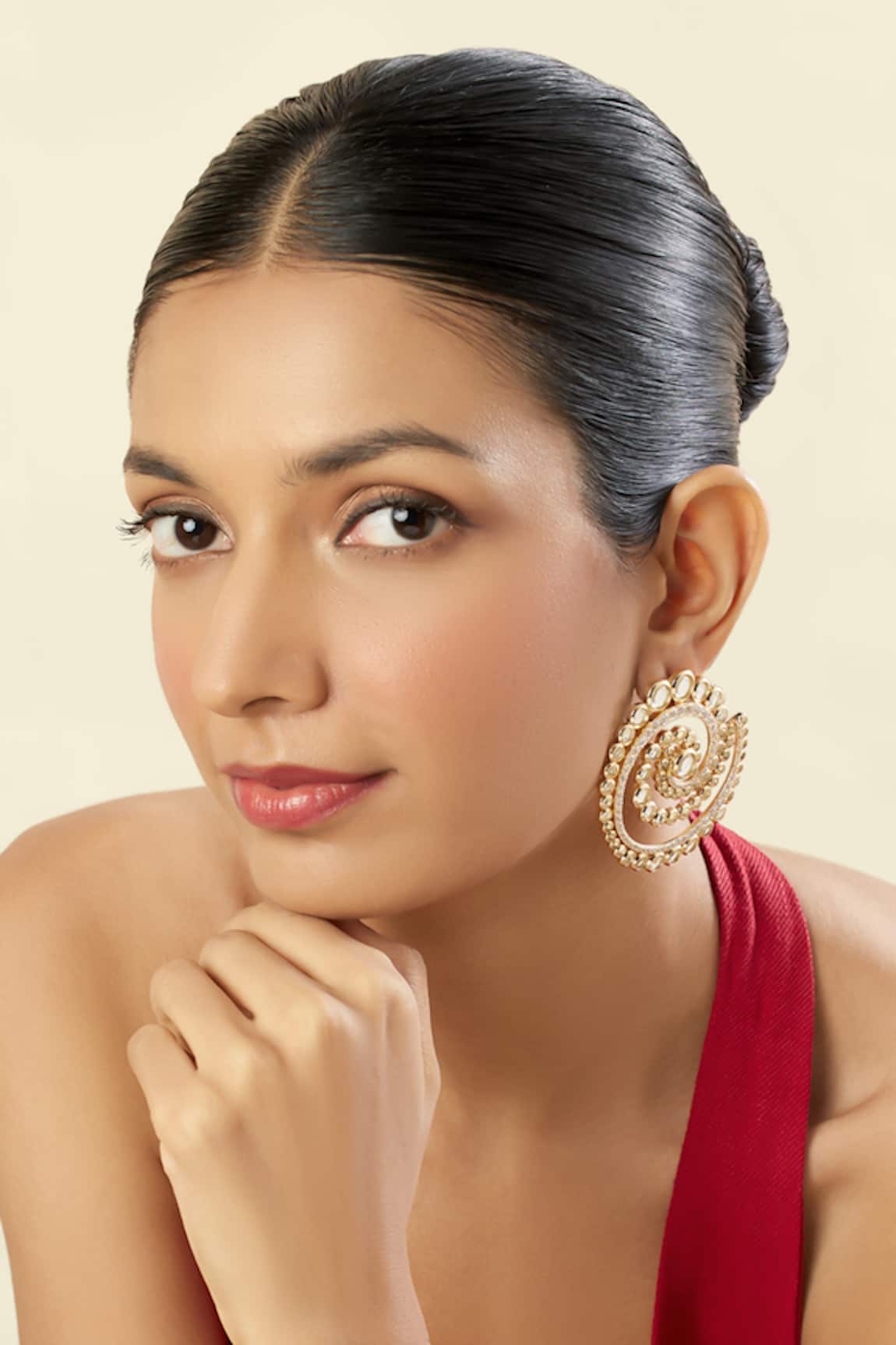 Isharya 18Kt Gold Plated Rendado Statement Stud Earrings