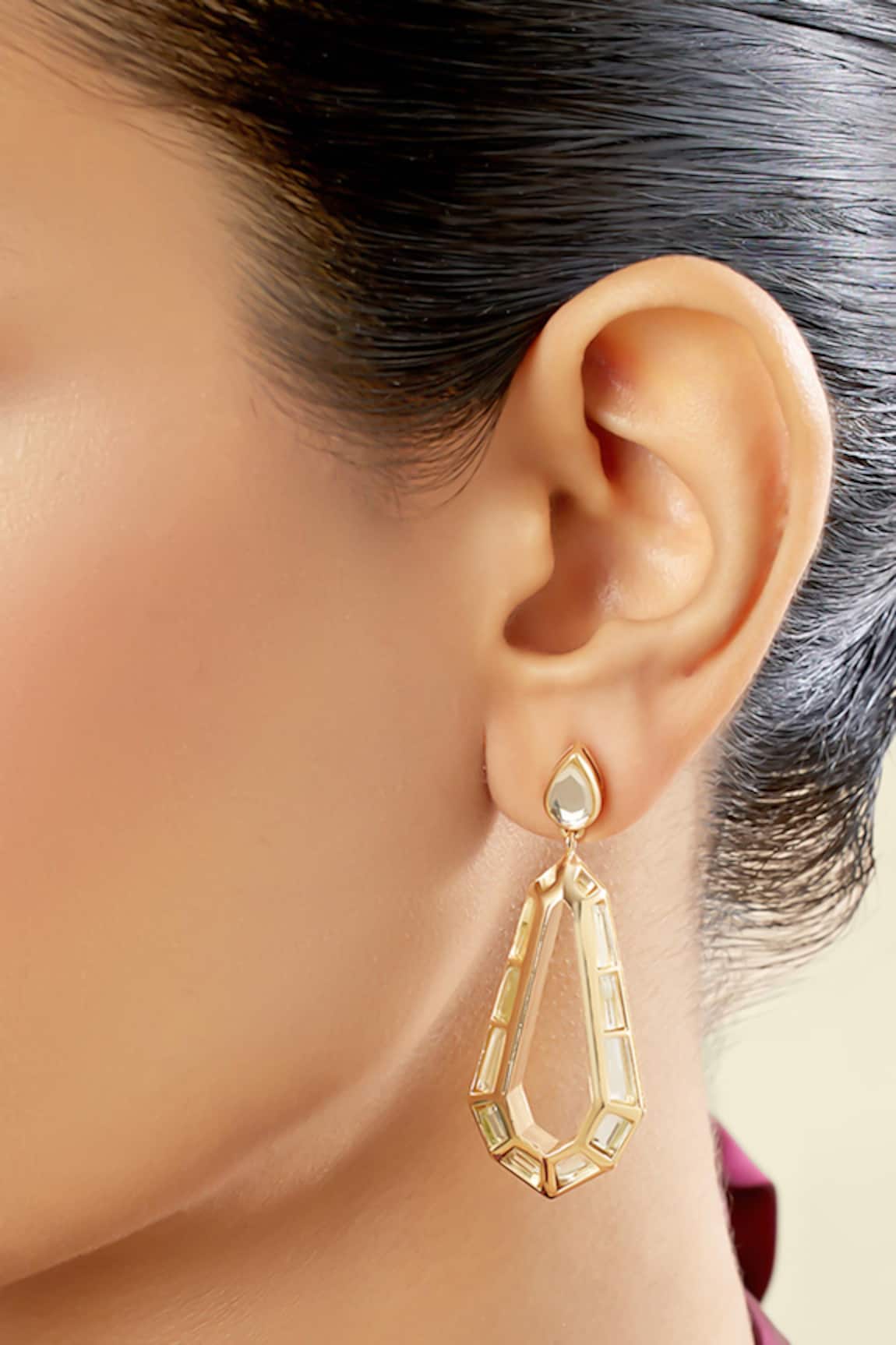 Isharya 18Kt Gold Plated Arco Statement Drop Earrings 