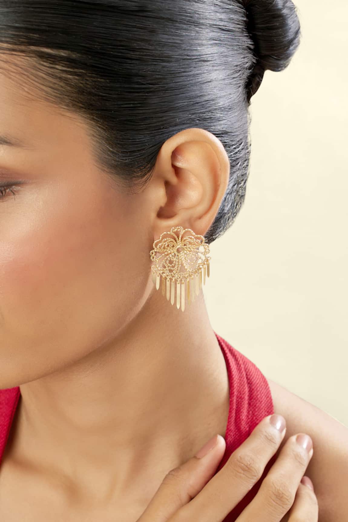 Isharya 18Kt Gold Plated Mudejar Statement Earrings 
