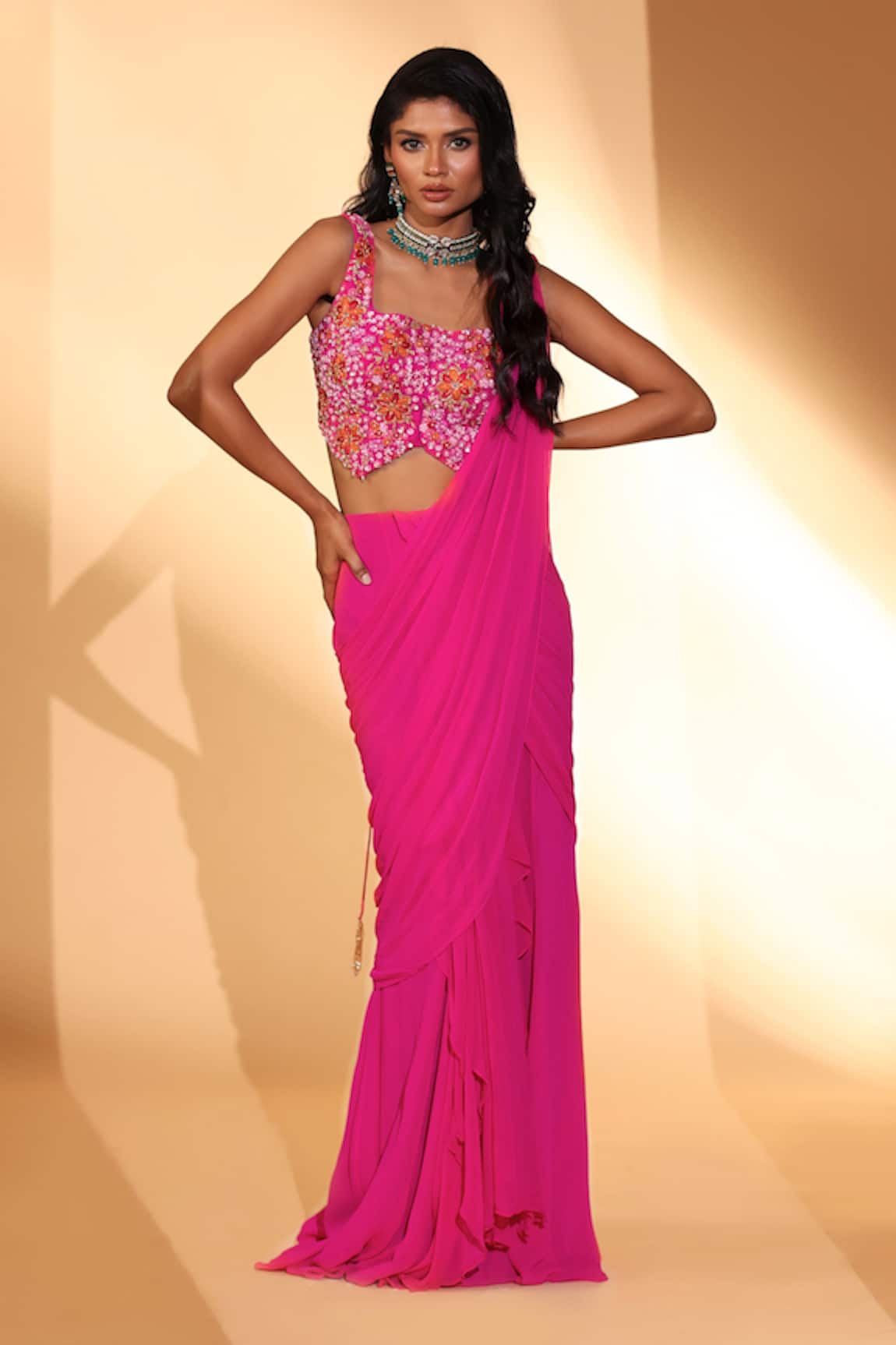 Kiyohra Portia Pre-Draped Saree With Blouse 
