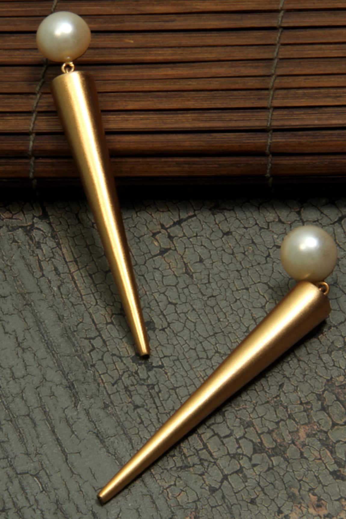 Suhani Pittie Gold Plated Half Pearl & Poke Earrings 