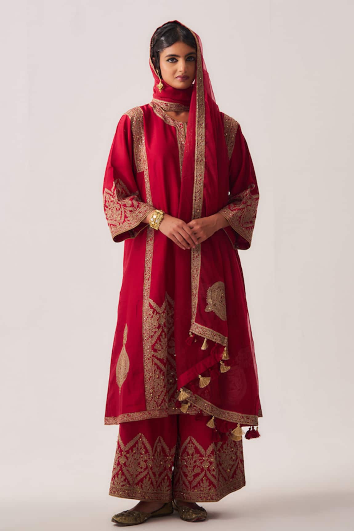 Wabi Sabi By Anshum-Ritesh Floral Nest Phiran Kurta, Flare Pant & Dupatta Set 