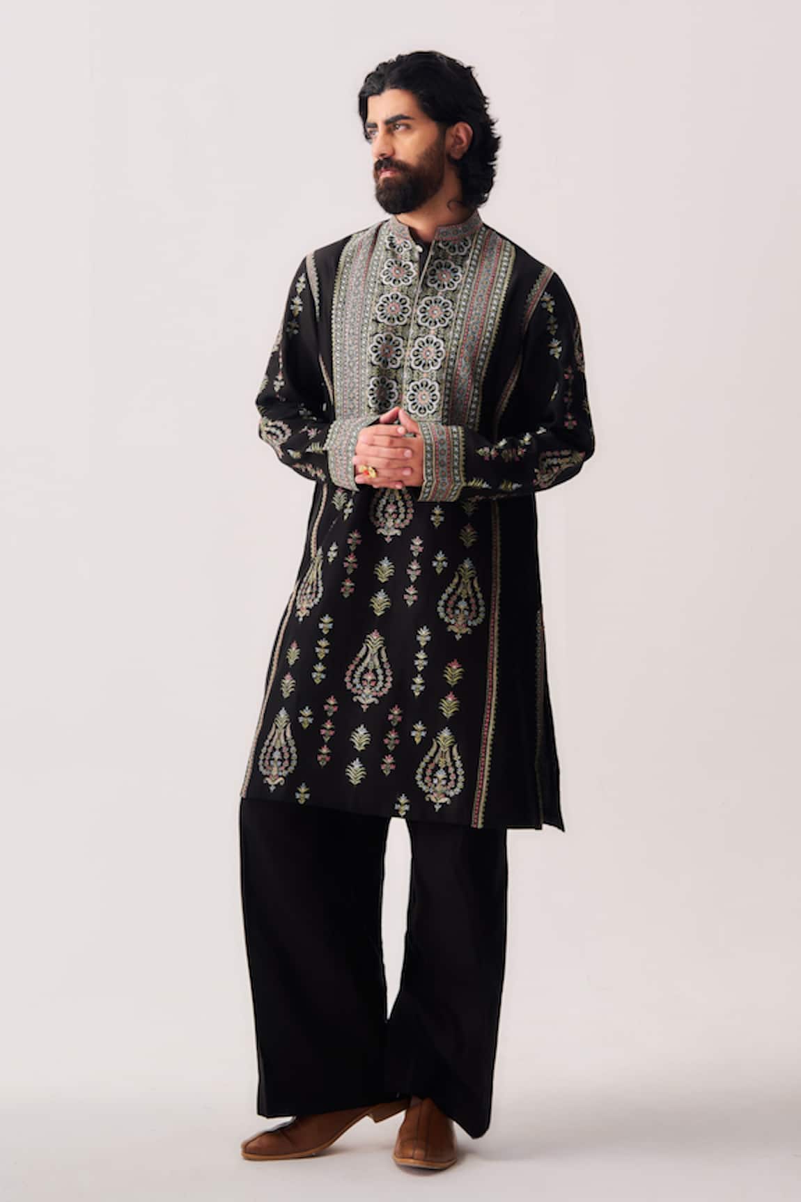 Wabi Sabi By Anshum-Ritesh Garden Tapestry Embroidered Phiran Kurta & Pant 