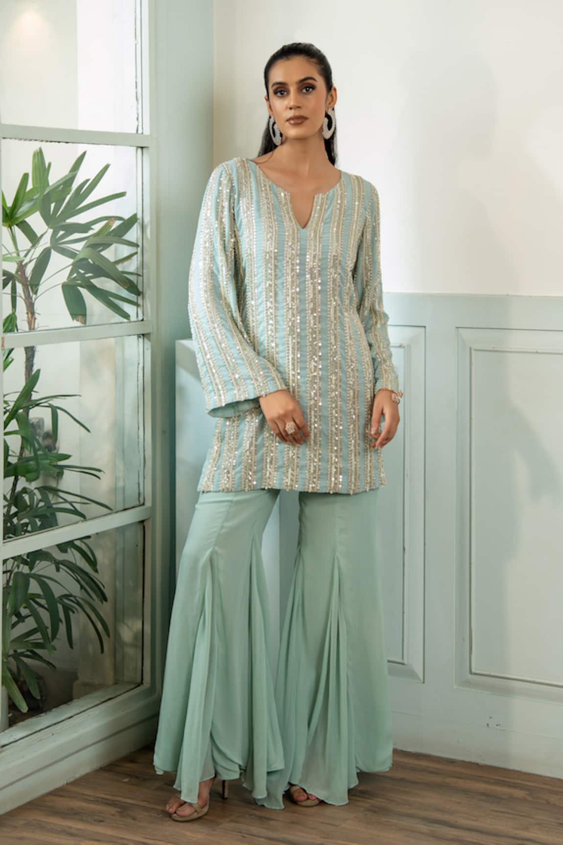 Akanksha Mago Hand Embroidered Georgette Kurta & Palazzo Set