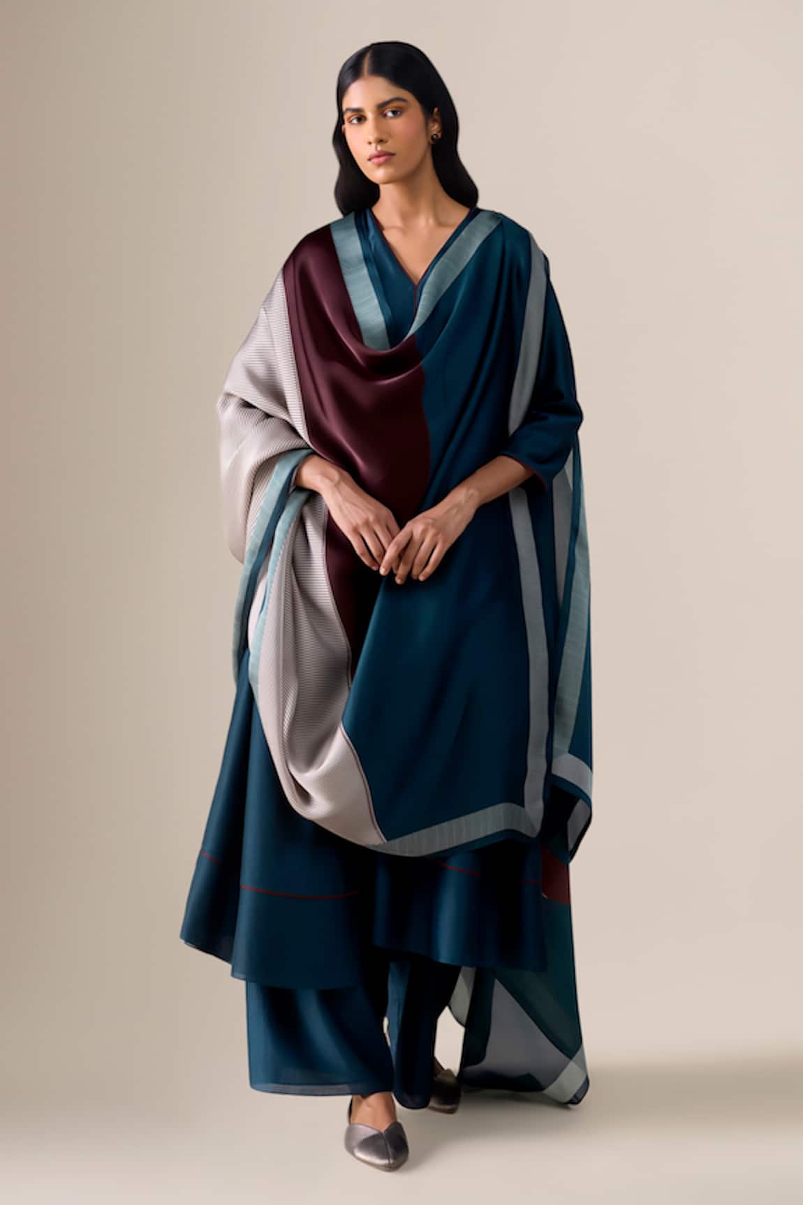 Ampm Milap Chanderi Kurta Palazzo Set 