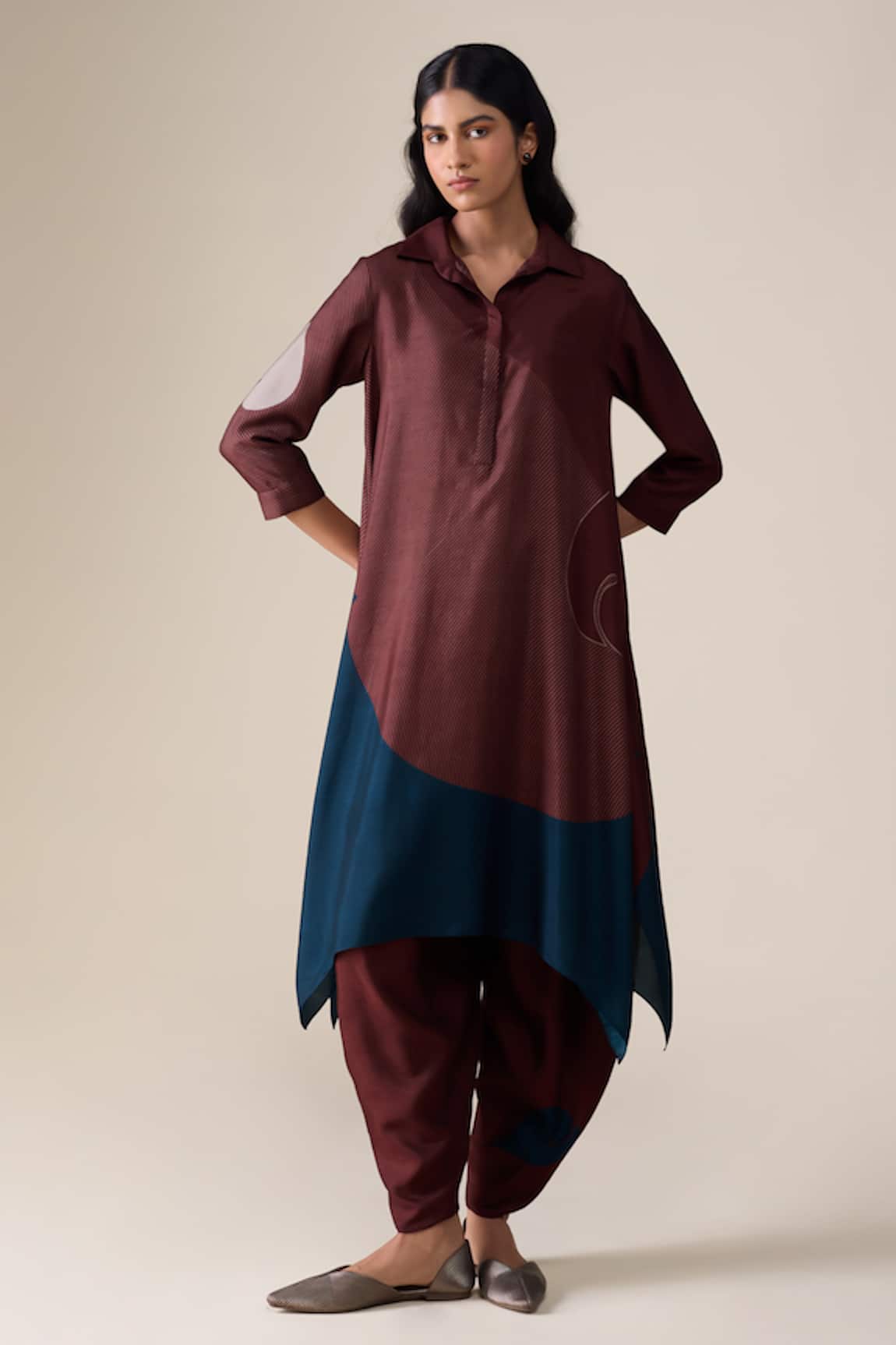 Ampm Ohad Leaf Pattern Tunic & Pant Set 