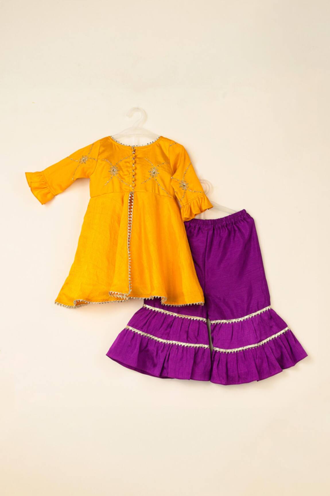 Darleen Kids Couture Pushp Embroidered Kurta & Sharara Set