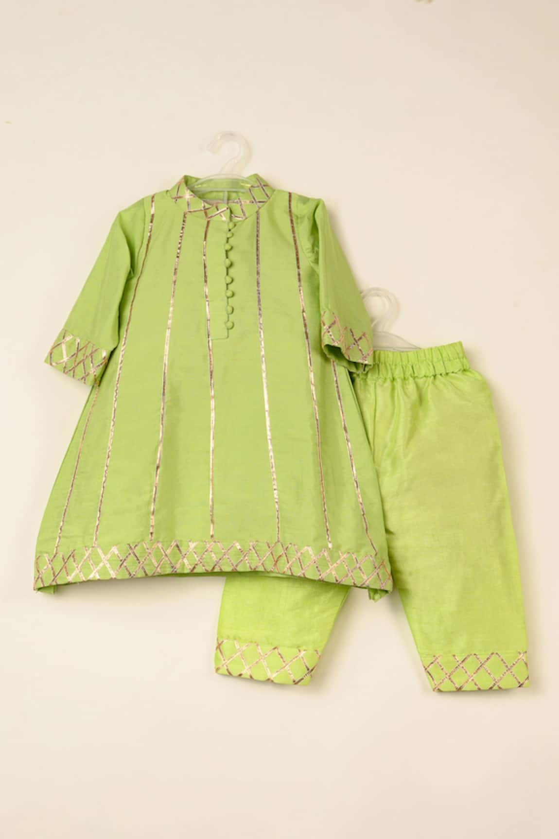 Darleen Kids Couture Mehaka Stripe Embroidered Kurta With Pant