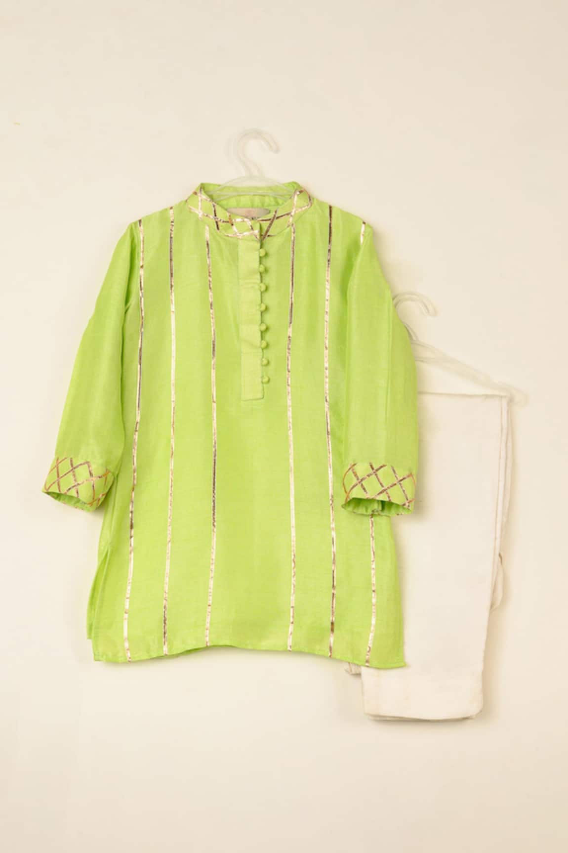 Darleen Kids Couture Mehaka Stripe Embroidered Kurta Set