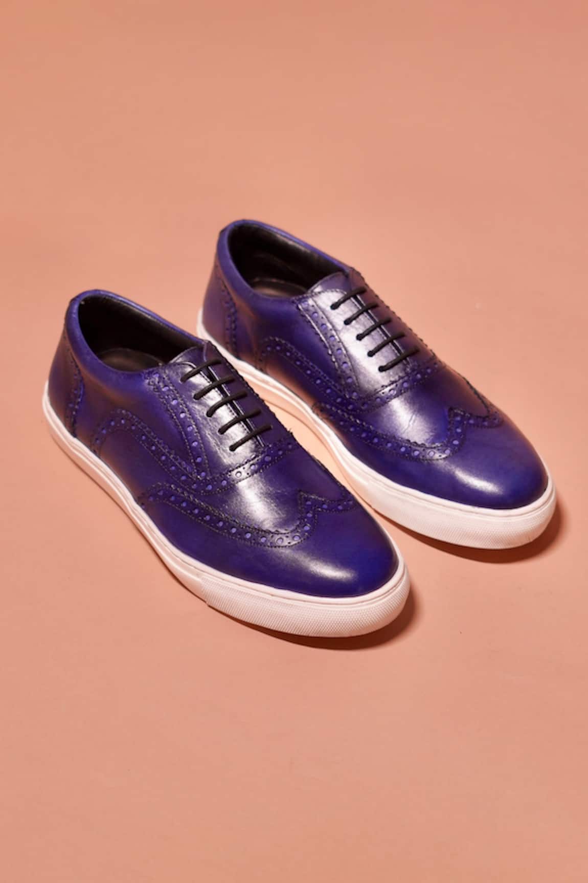 Dmodot Cobalto Full Grain Leather Brogue Detail Sneakers