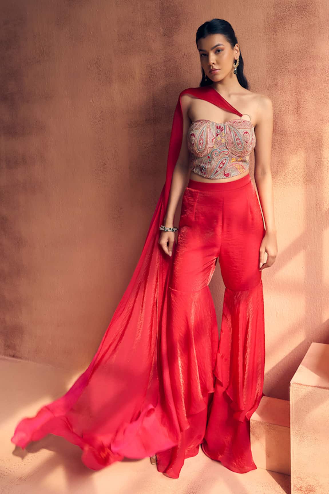 Label Moni K Afreen Mosaic Embroidered Corset With Sharara