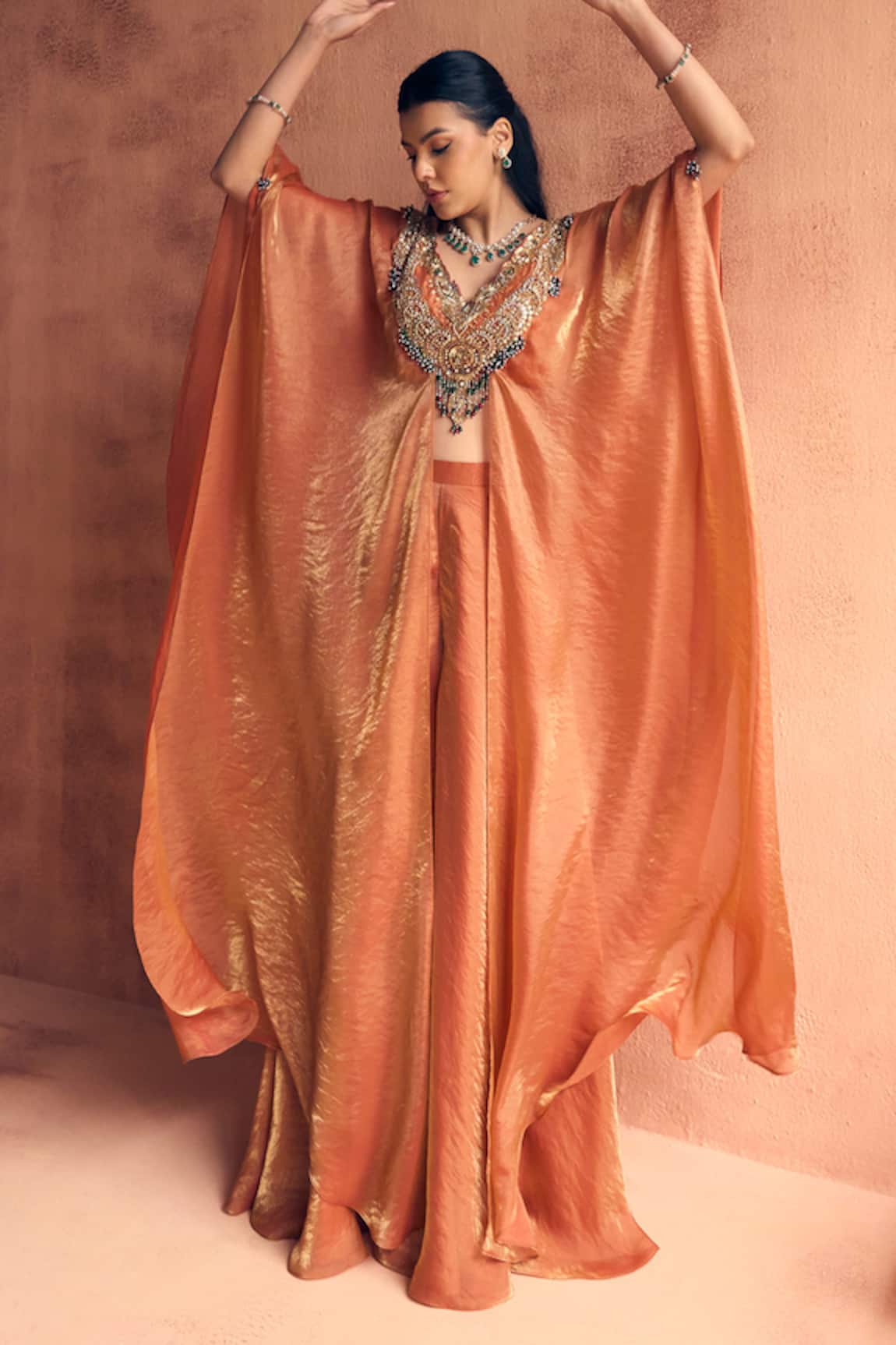 Label Moni K Goonj Embroidered Kaftan With Pant