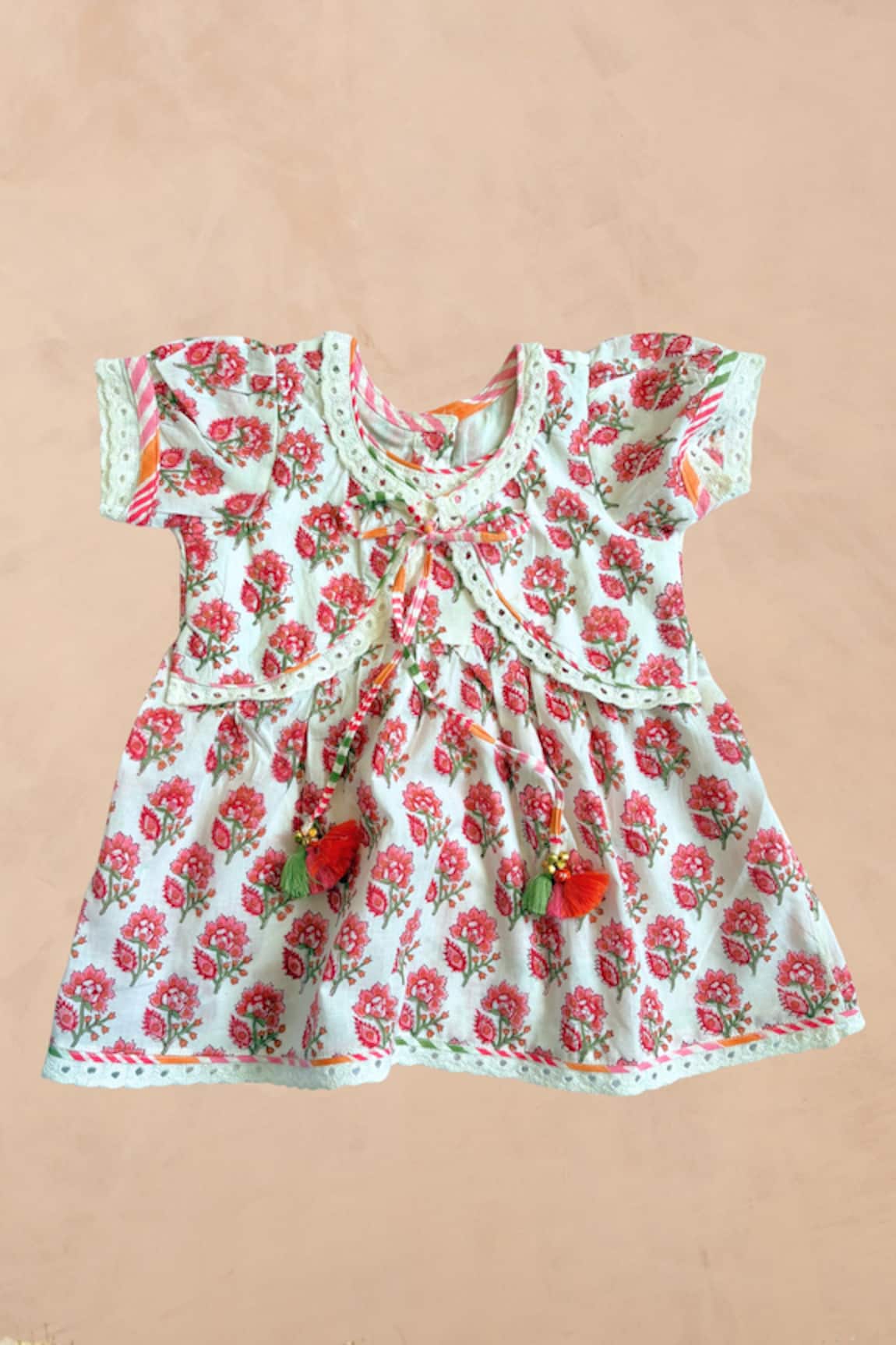 Plumcheeks Jharokha Jamna Frock & Mittens Set