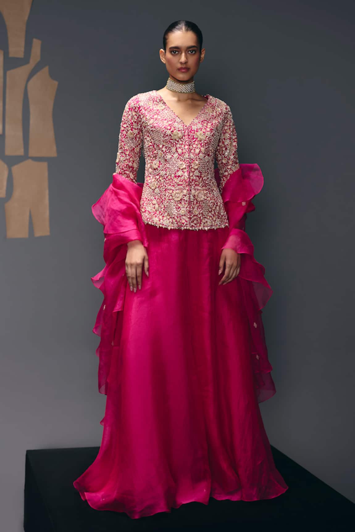 Sana Barreja The Tempest Embroidered Jacket Sharara Set