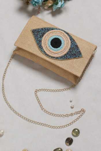 Nazaakat By Samara Singh Evil Eye Beaded Flap Clutch 