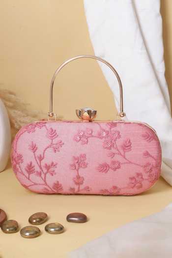 Nazaakat By Samara Singh Floral Embroidered Clutch with Detachable Handle 