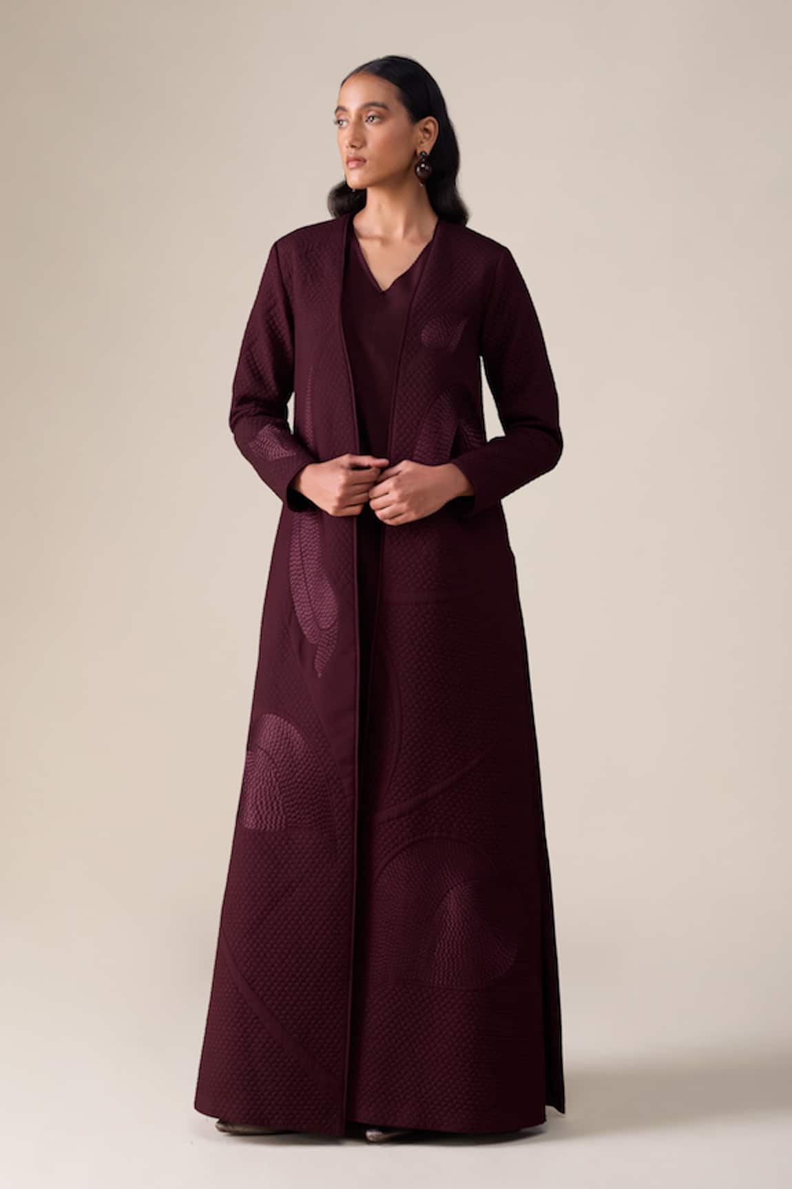 Ampm Raziya Quilted Pattern Abaya Kaftan 