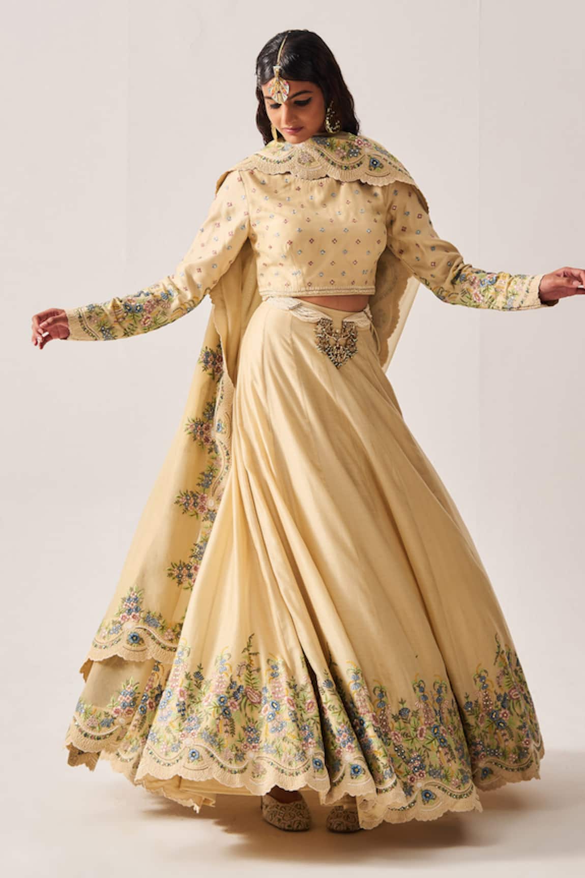 Wabi Sabi By Anshum-Ritesh Floral Abundance Floral Embroidered Lehenga Set With Dupatta 