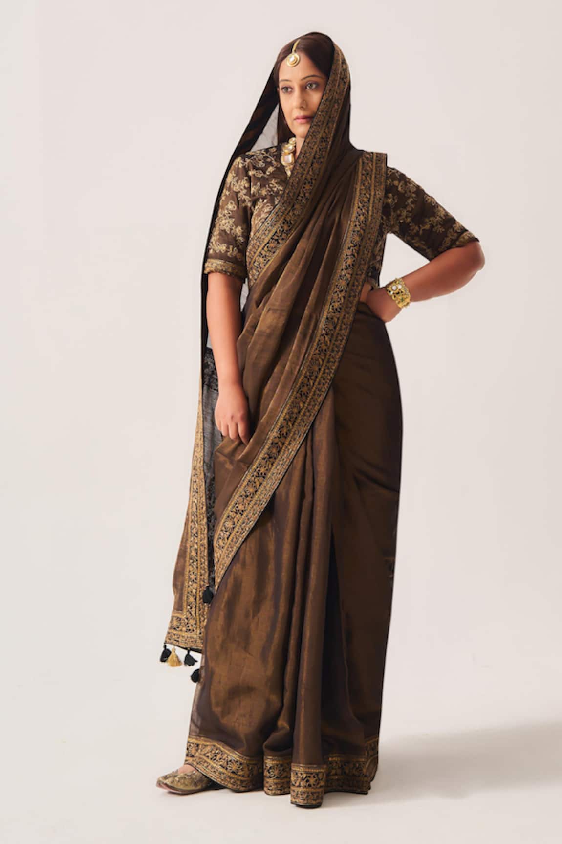 Wabi Sabi By Anshum-Ritesh Ferdous Chanderi Tissue Woven Saree & Blouse 