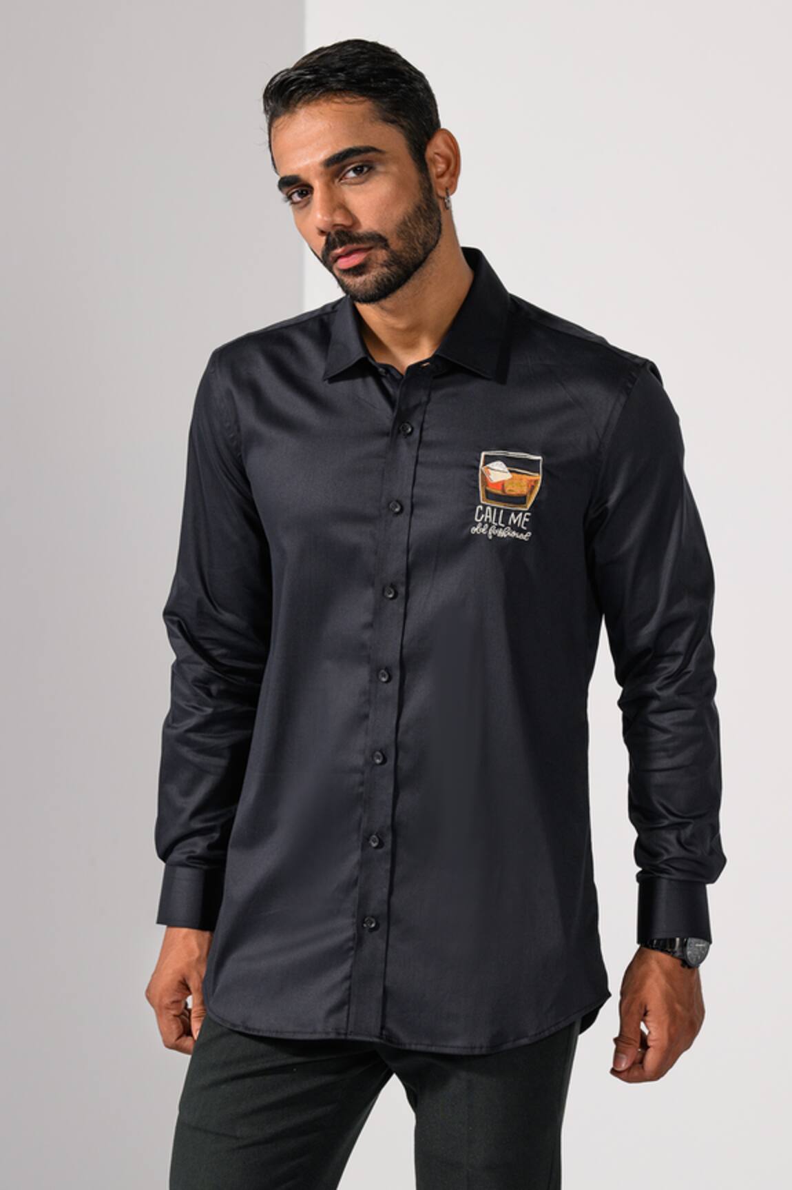 Kalpana Naik Whiskey On The Rocks Hand Embroidered Shirt