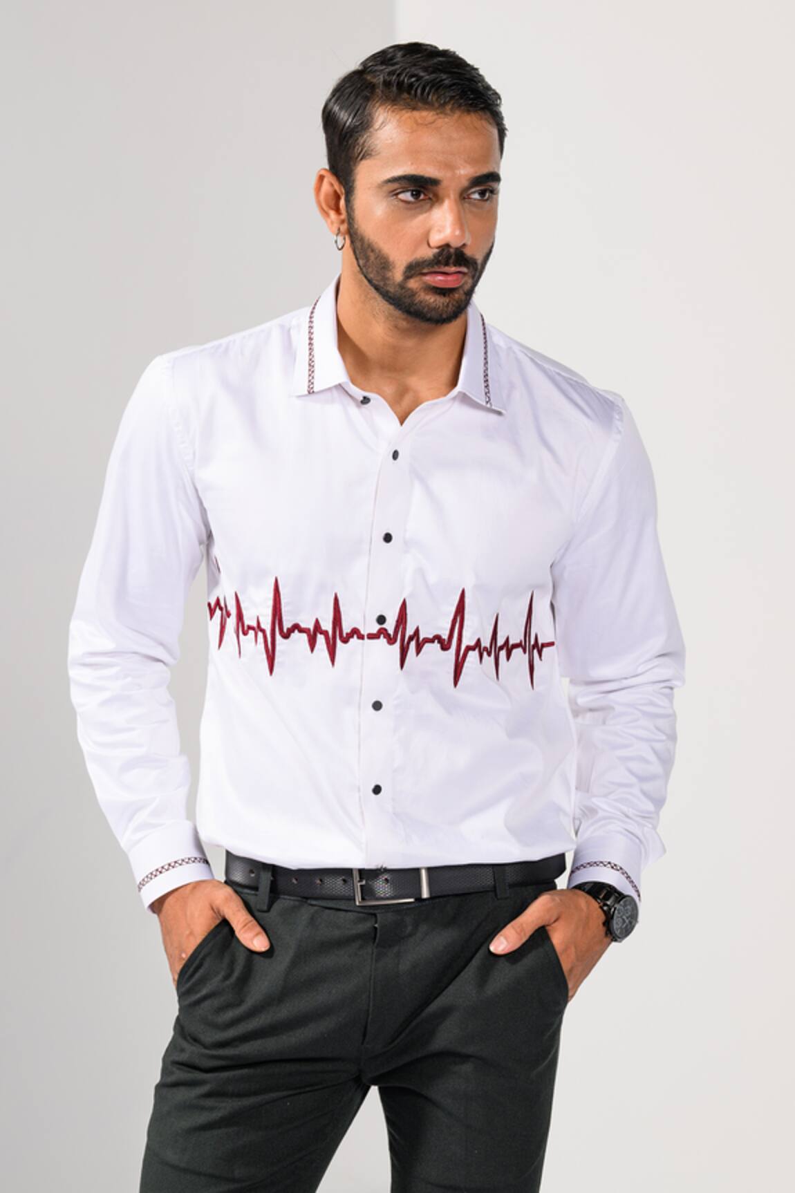 Kalpana Naik Echoes Of The Heart Heartbeat Embroidered Shirt