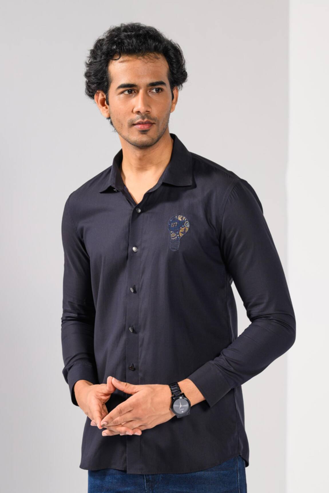 Kalpana Naik Galaxy Glow Embroidered Cotton Stretch Shirt