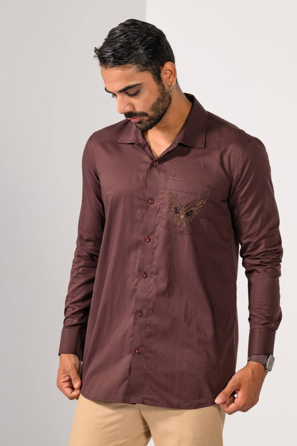 Kalpana Naik Owl Spirit Cutdana Hand Embroidered Shirt