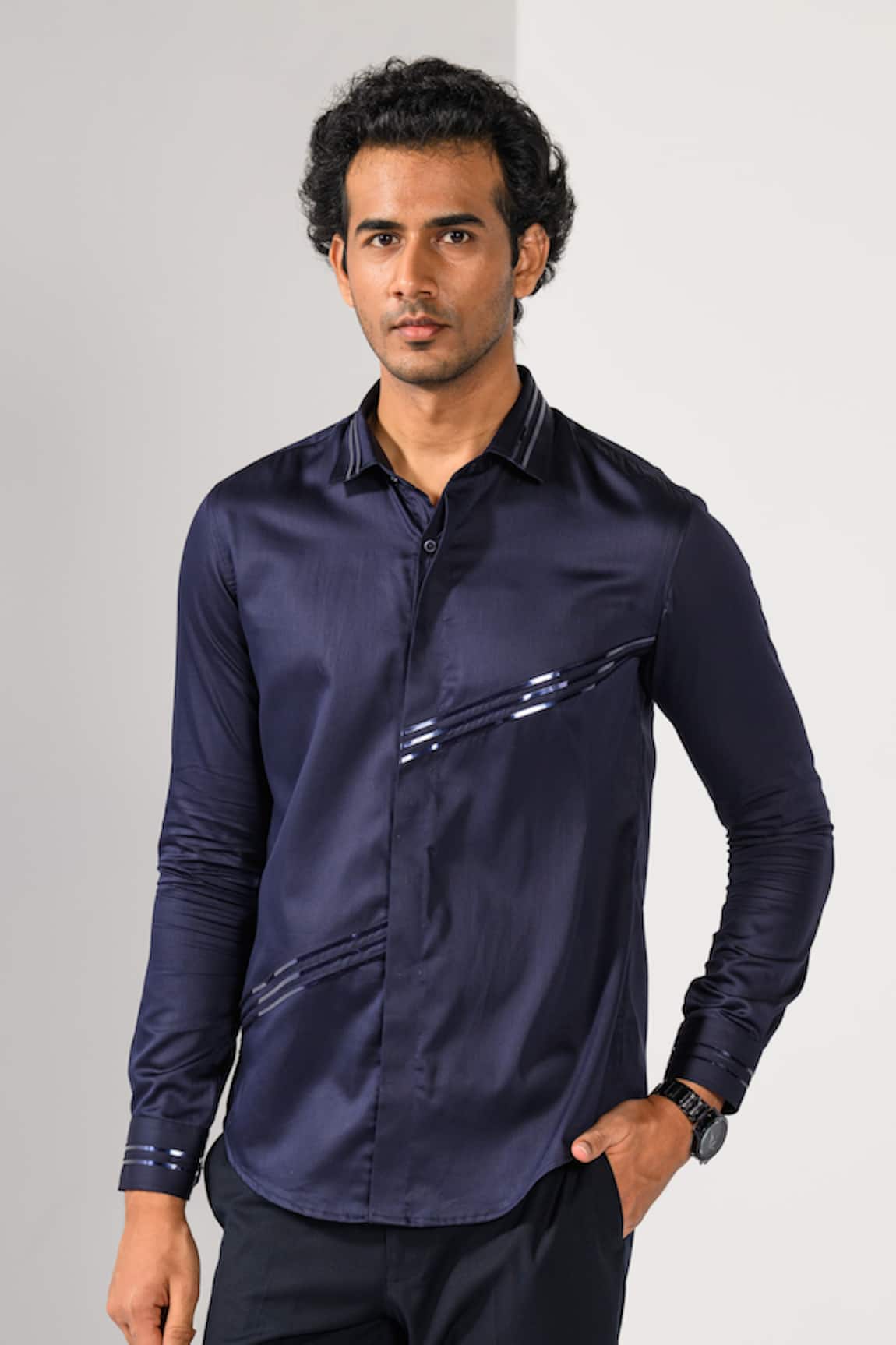 Kalpana Naik Pintuck Detail Stripe Detail Shirt