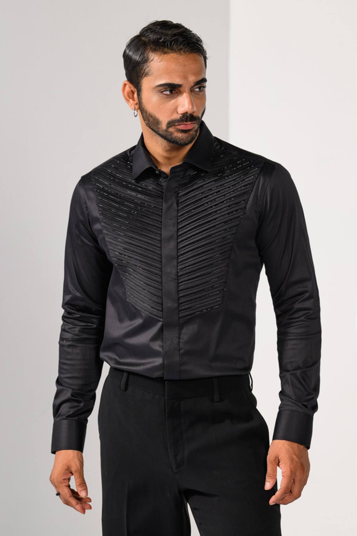 Kalpana Naik Pintuck Detail Embroidered Shirt