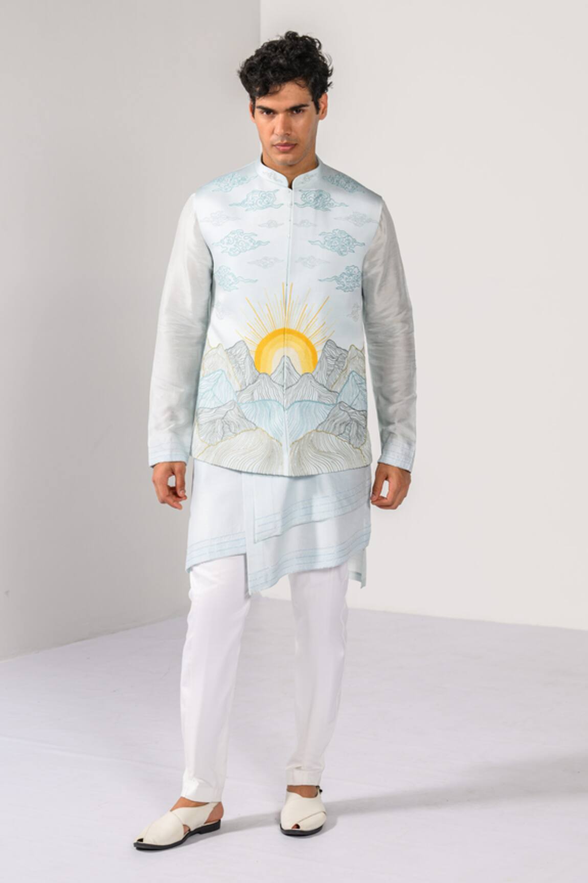 Kalpana Naik Sunrise Peaks Embroidered Nehru Kurta Set 