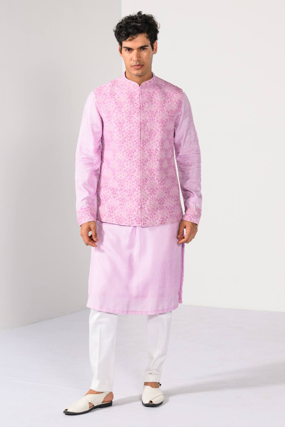 Kalpana Naik Floral Charm Floral Embroidered Nehru Jacket Kurta Set 