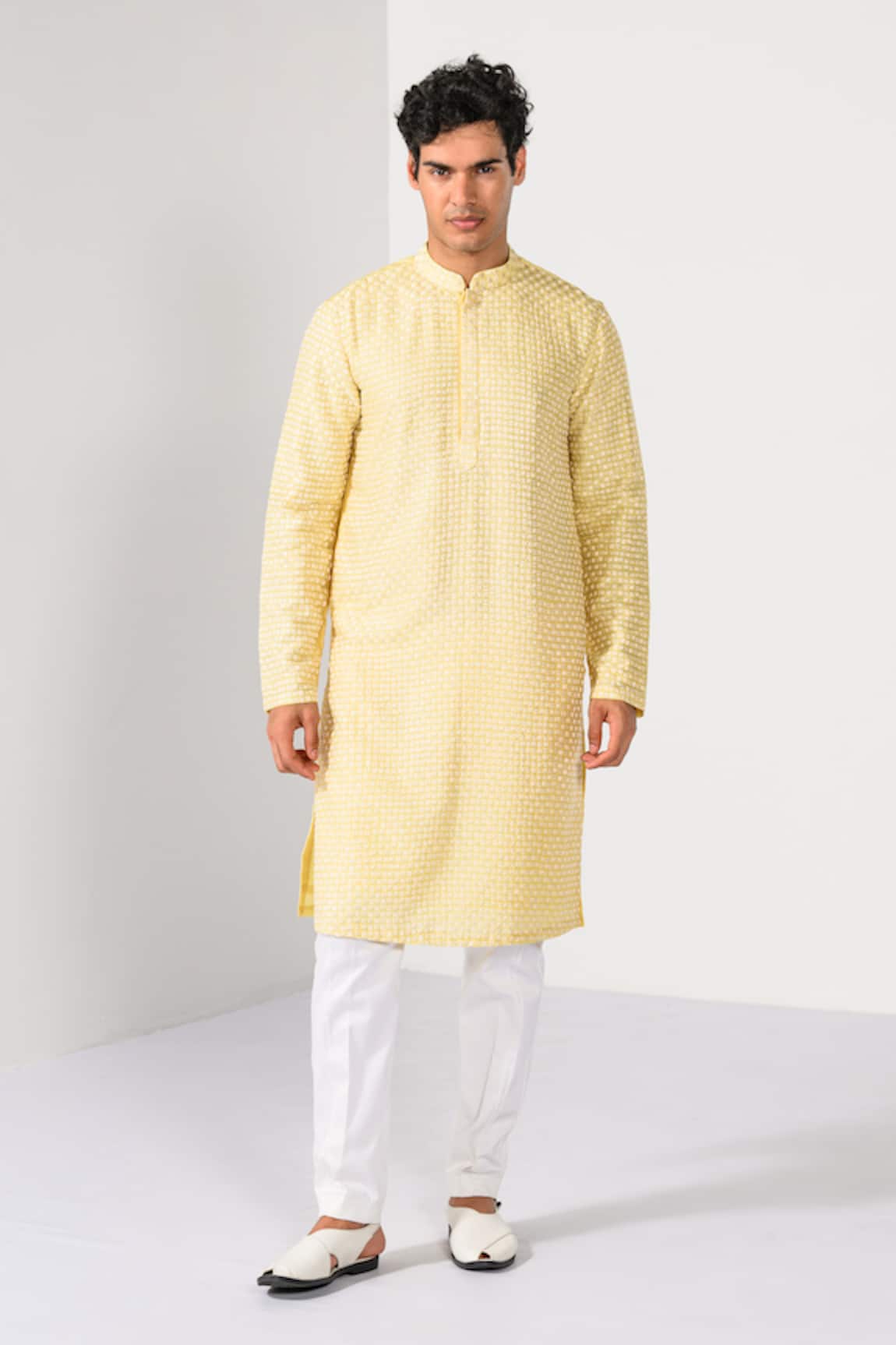 Kalpana Naik Golden Dawn Chanderi Thread Embroidered Kurta & Pant Set 