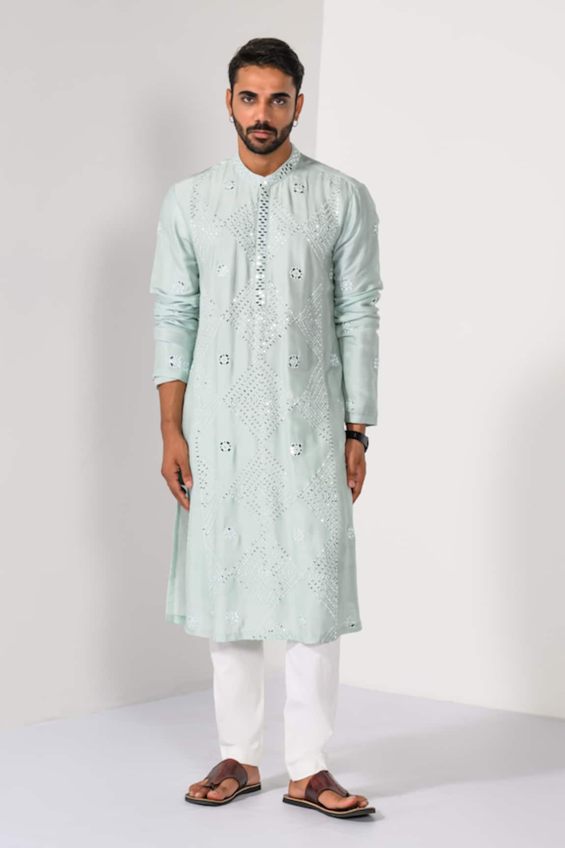 Kalpana Naik Icy Glimmer Mirror Work Kurta & Pant Set 