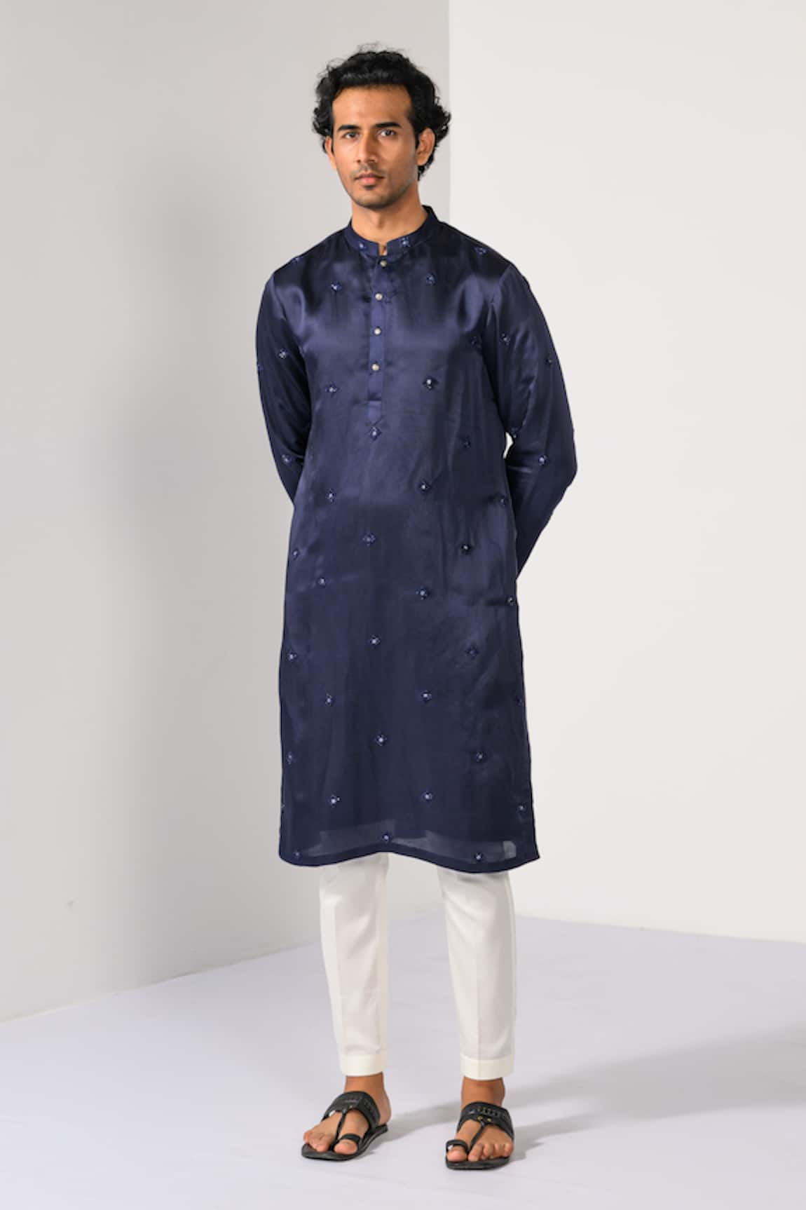 Kalpana Naik Royal Sapphire Big Butta Embroidered Kurta & Pant Set 