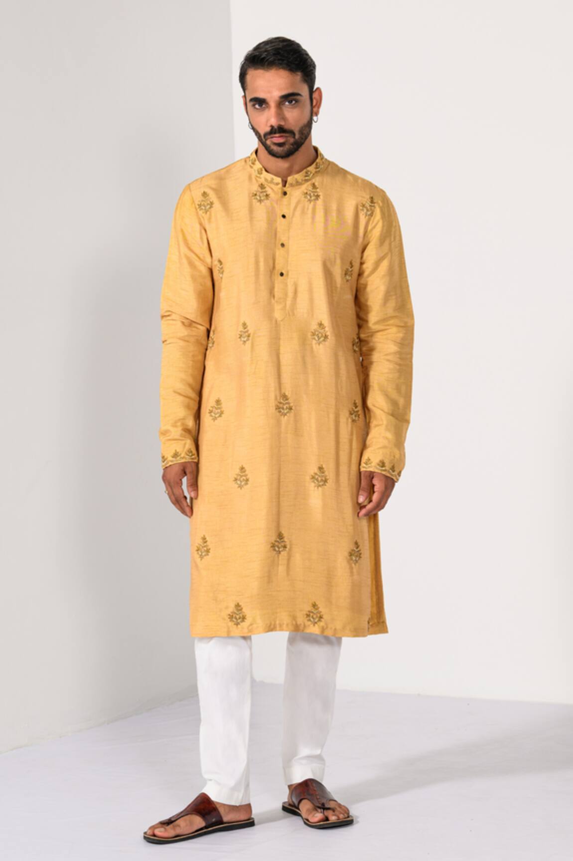 Kalpana Naik Golden Butta Hand Embroidered Kurta & Pant Set 
