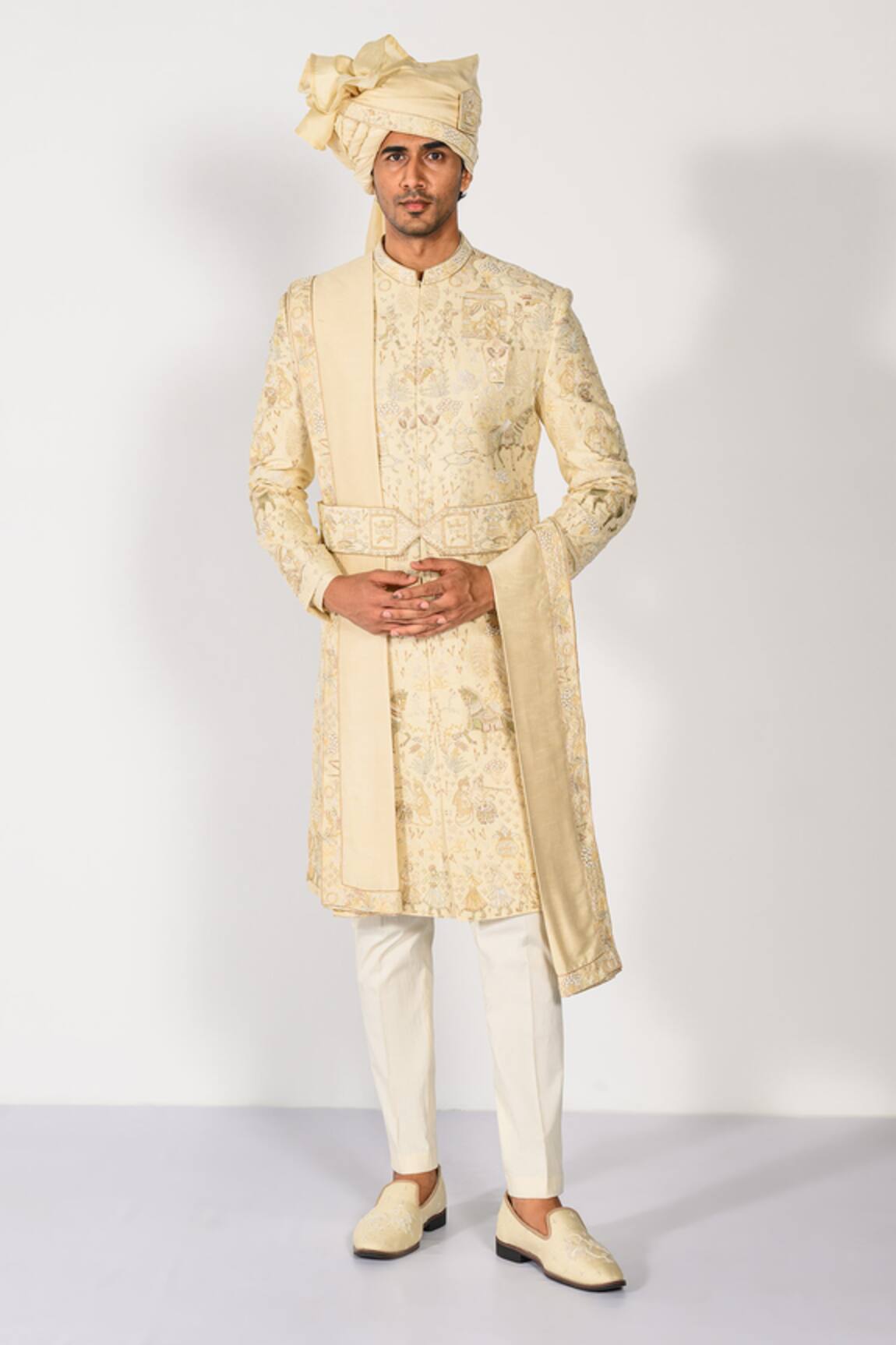 Kalpana Naik Regal Pearl Zardozi Embroidered Sherwani Set 