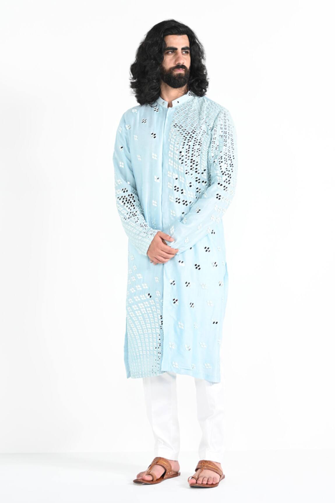 Kalpana Naik Powder Blue Embroidered Kurta Set 