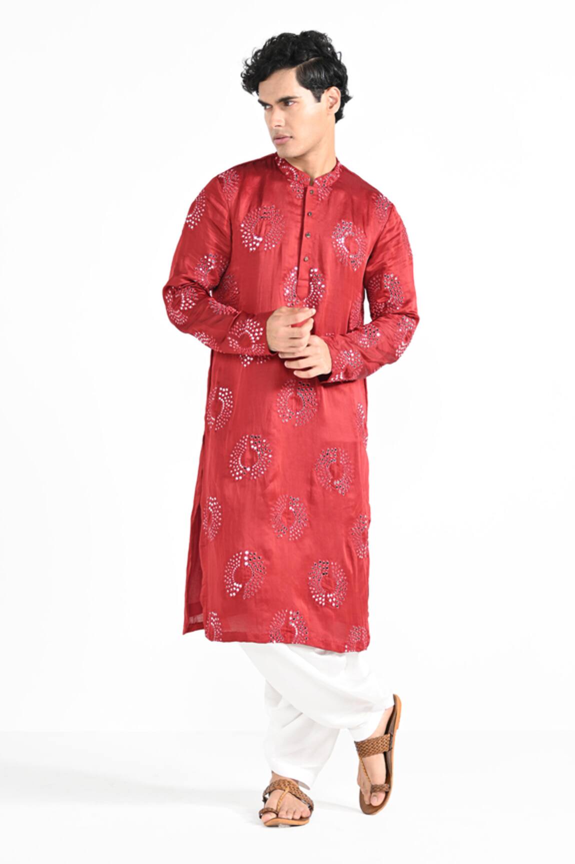 Kalpana Naik Tomato Red Embroidered Kurta & Salwar Set 