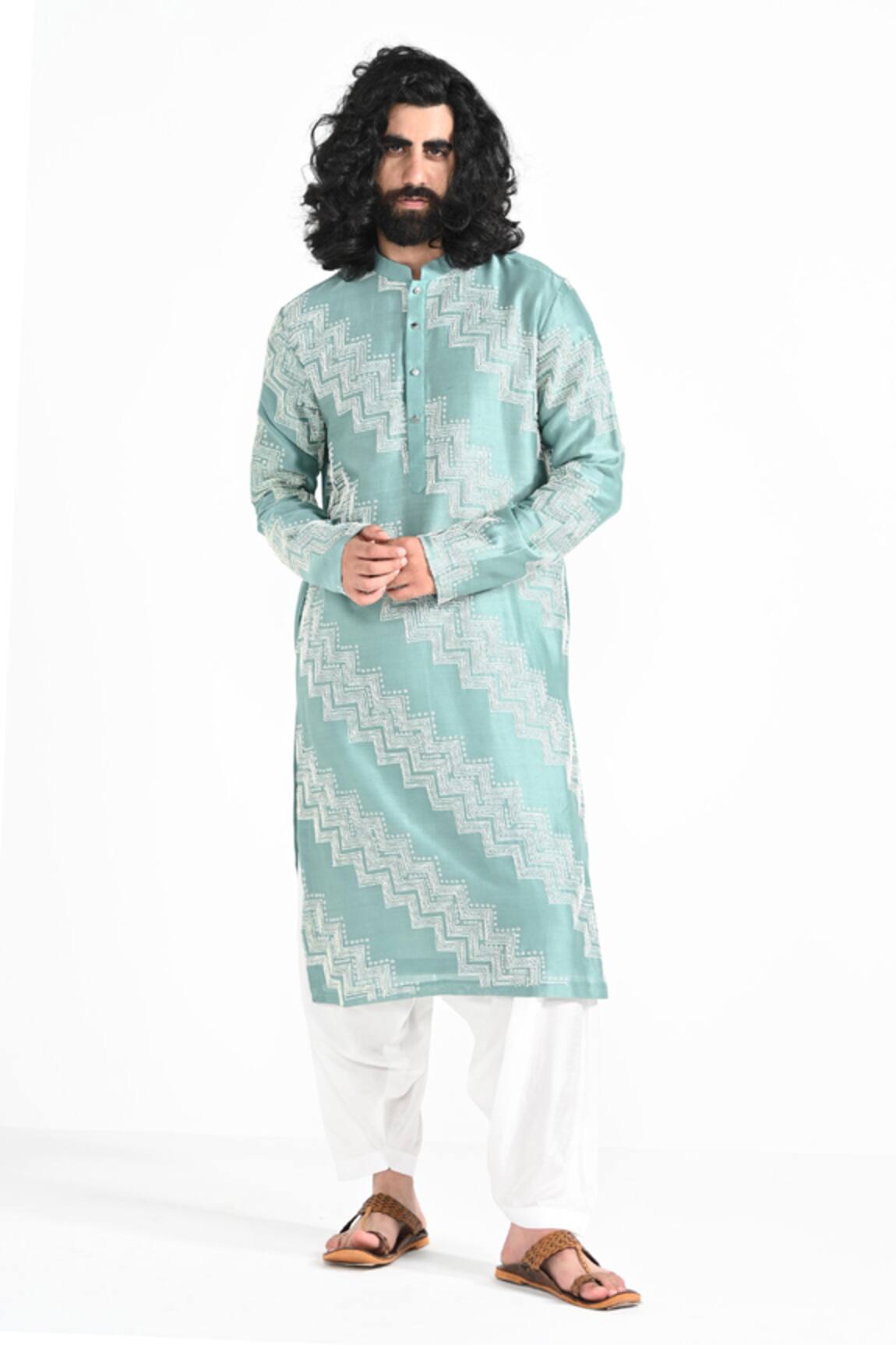 Kalpana Naik Emerald Green Hand Embroidered Kurta & Salwar Set 