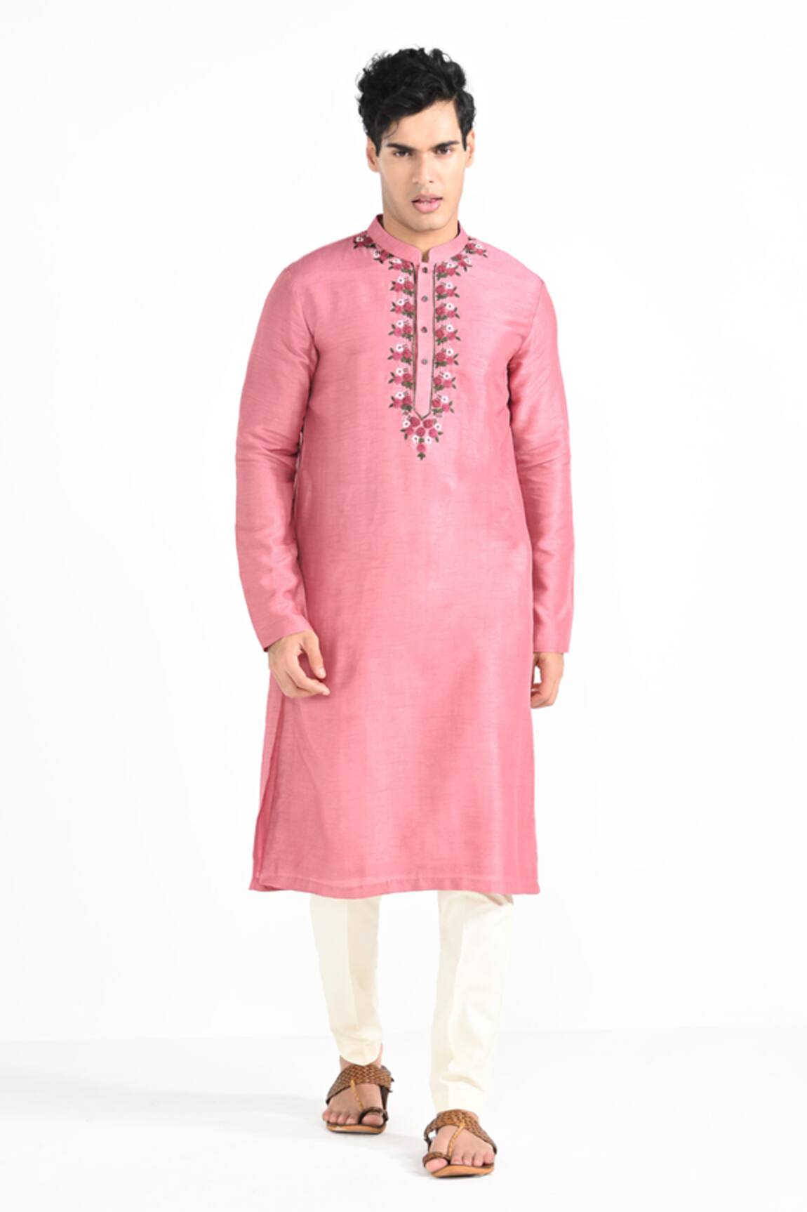 Kalpana Naik Salmon Pink Hand Embroidered Kurta Set 