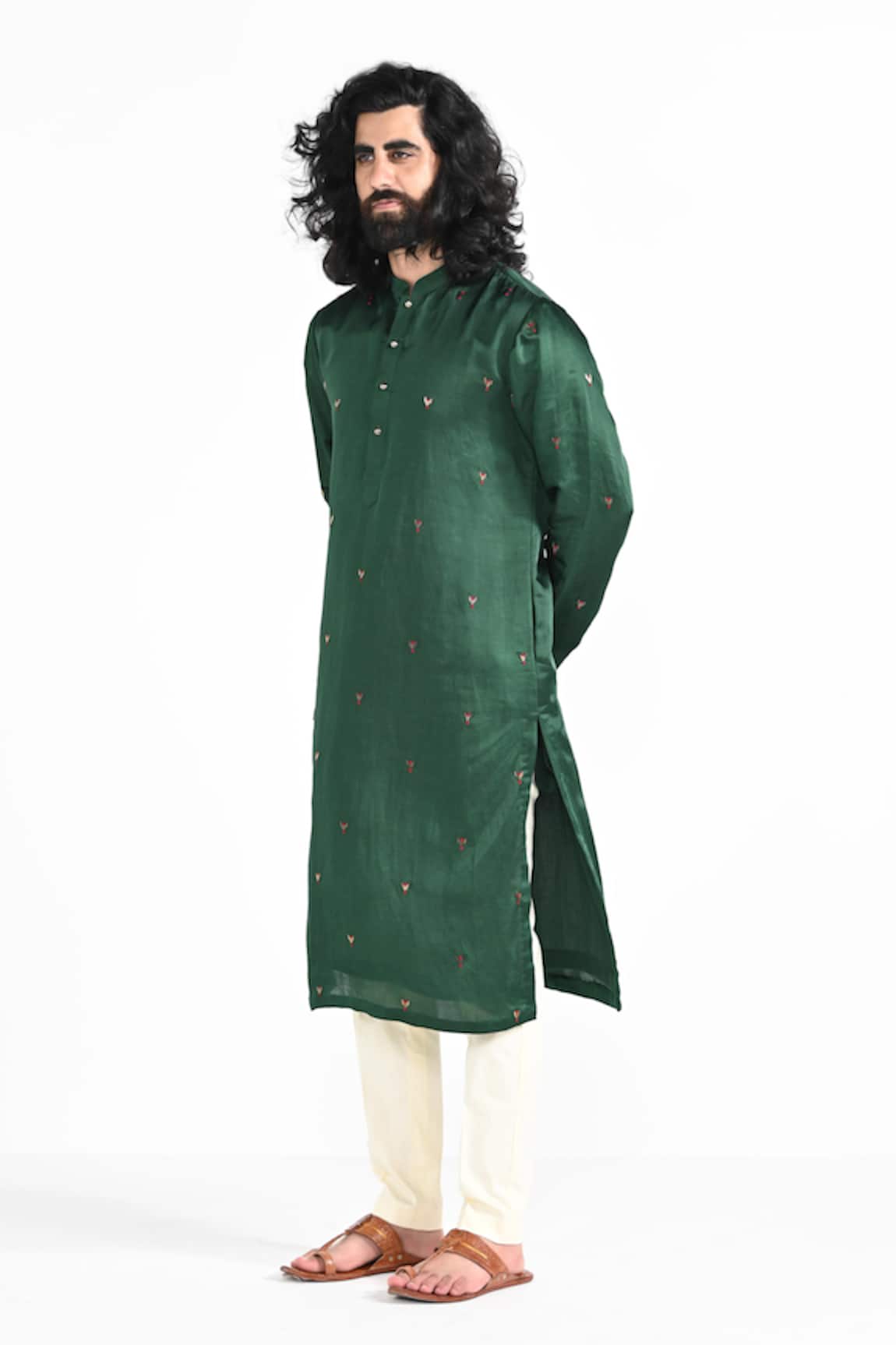 Kalpana Naik Sacred Green Hand Embroidered Kurta Set 