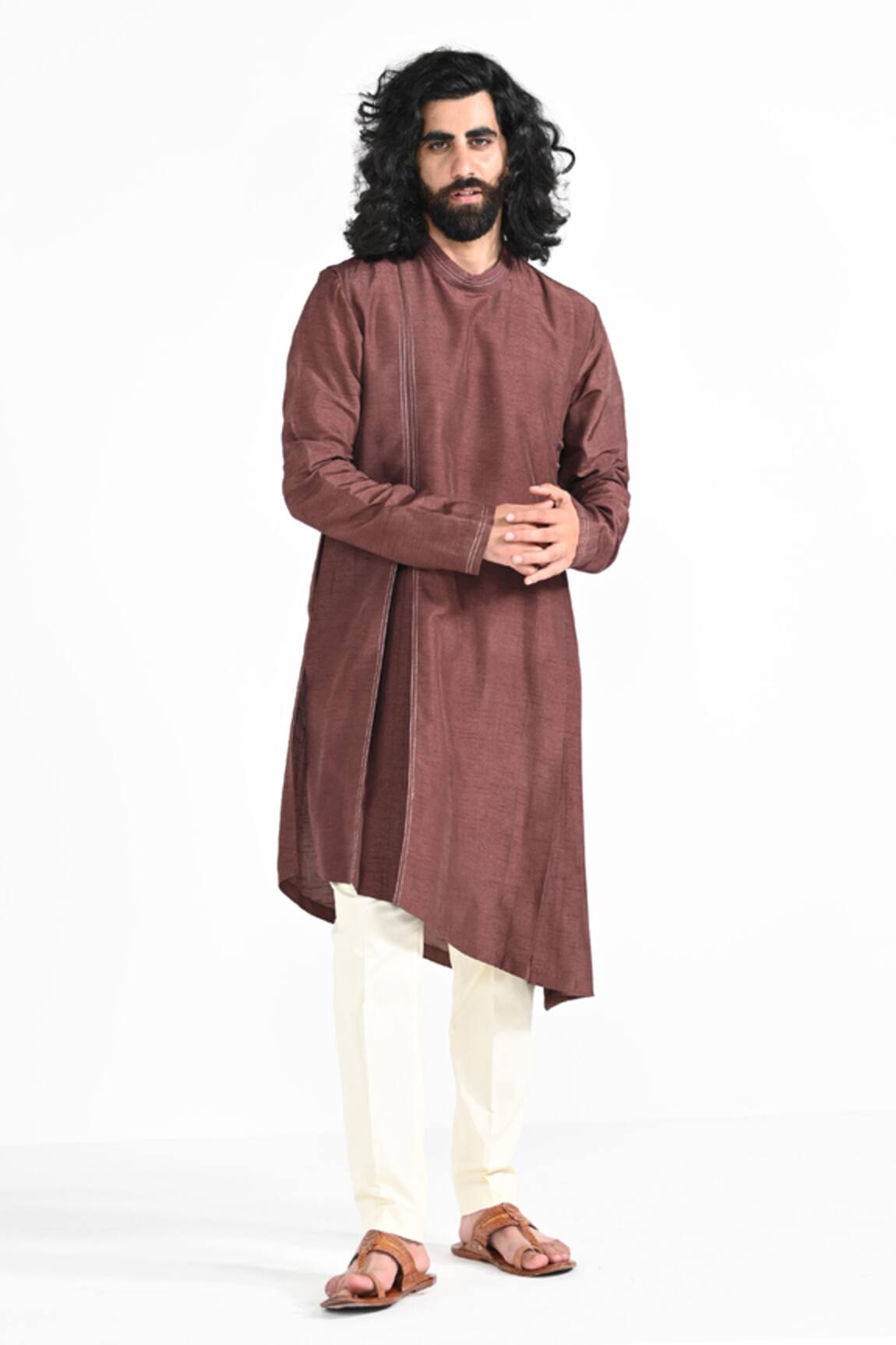 Kalpana Naik Pecan Pleated Hand Embroidered Kurta Set 