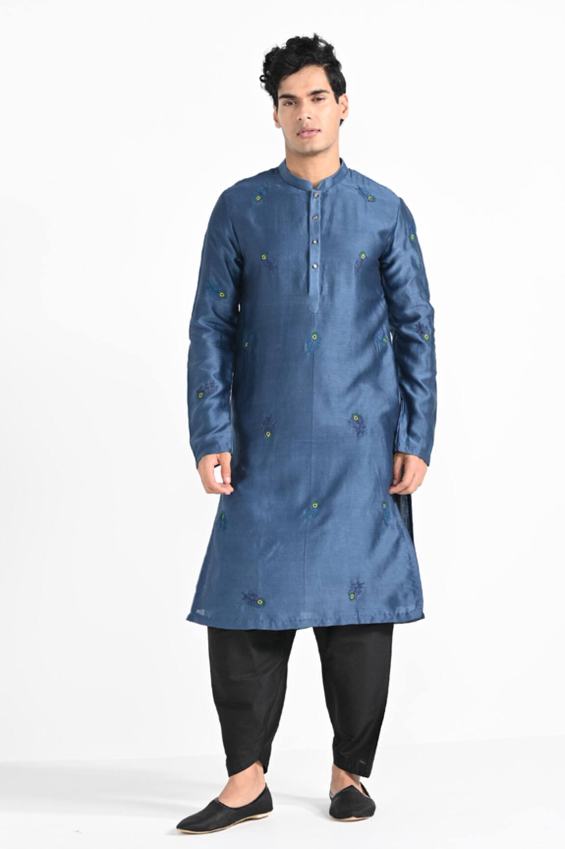 Kalpana Naik Merlin Blue Hand Embroidered Kurta Set 