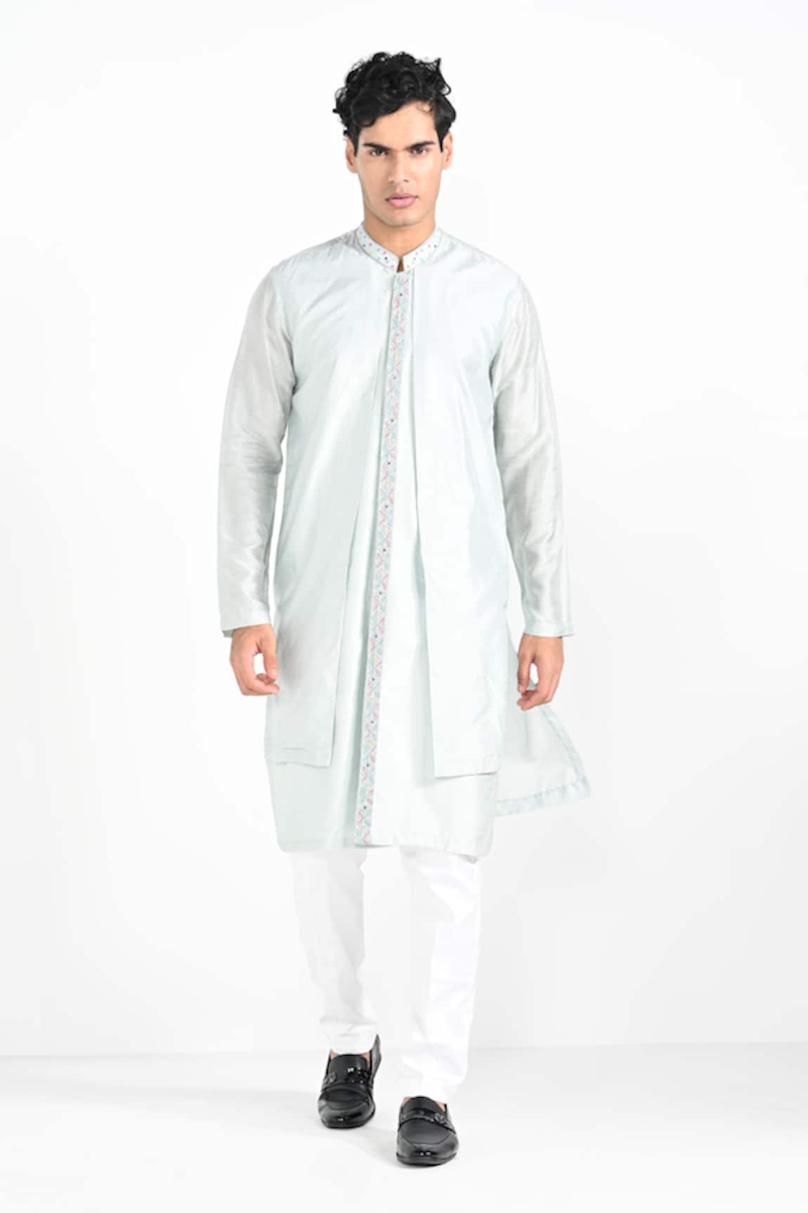 Kalpana Naik Ice Blue Hand Embroidered Kurta & Pant Set 