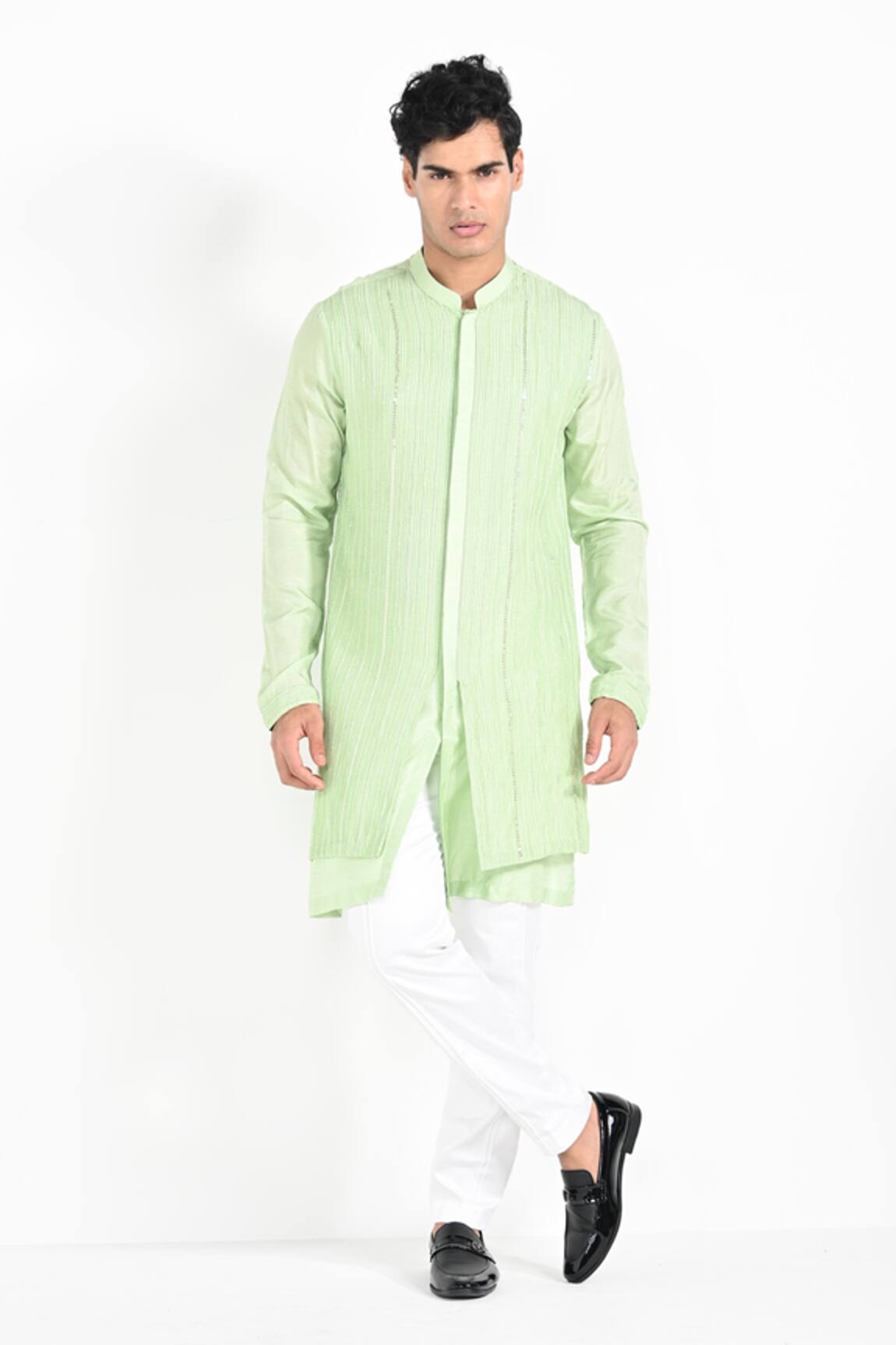 Kalpana Naik Pistachio Green Hand Embroidered Kurta Set 