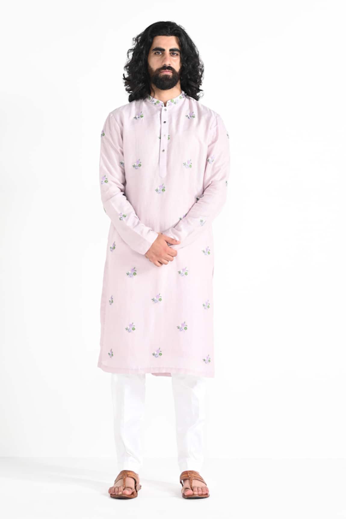 Kalpana Naik Lilac Hand Embroidered Kurta Set 