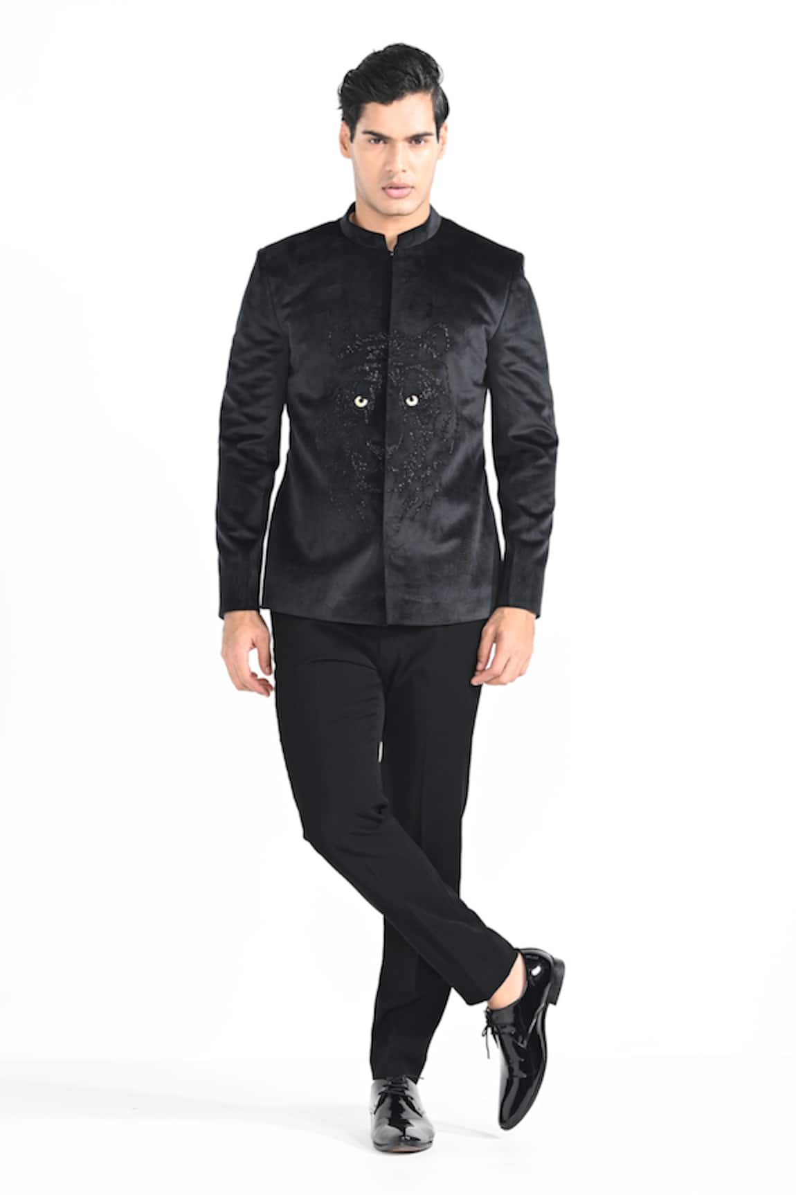 Kalpana Naik Fiery Tiger Cutdana Bandhgala & Trouser Set 