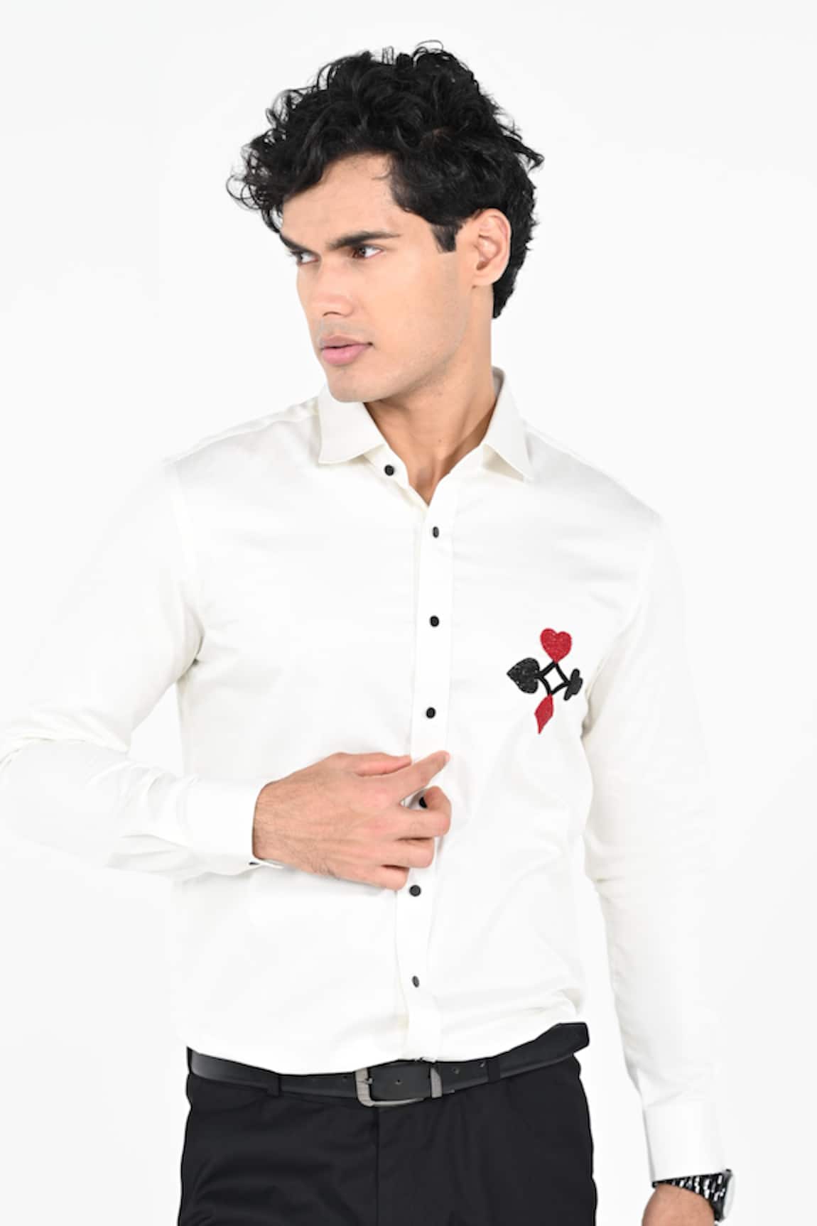 Kalpana Naik Poker Chest Motif Hand Embroidered Shirt 