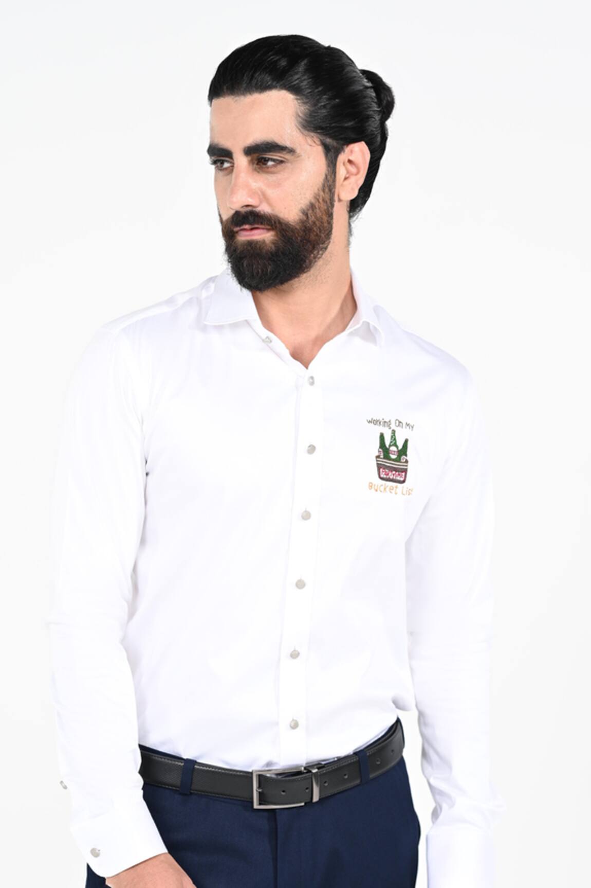 Kalpana Naik Beer Bucket Hand Embroidered Giza Cotton Shirt 