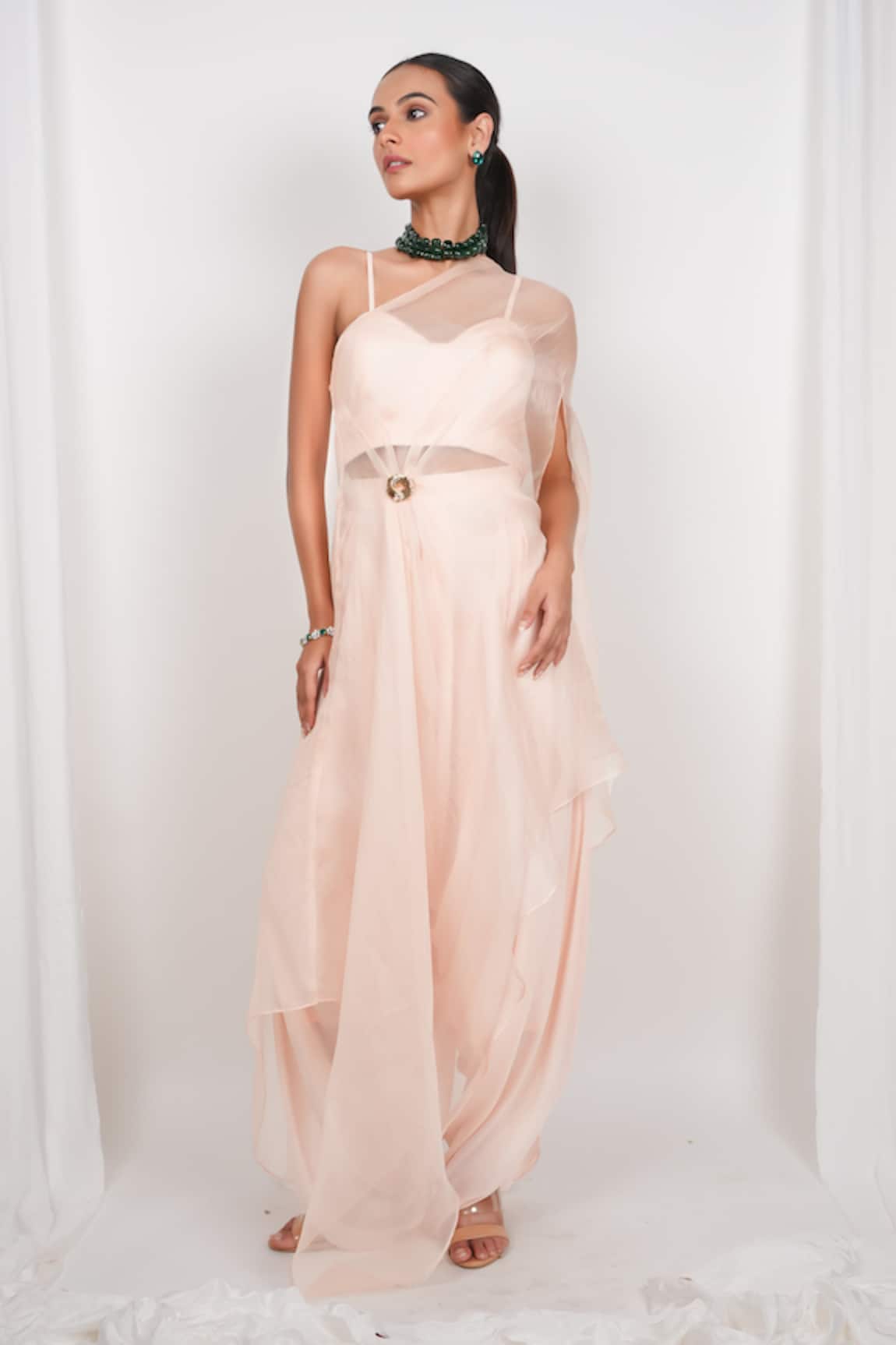 Day And Mood One Shoulder Kaftan Blouse & Flared Pants